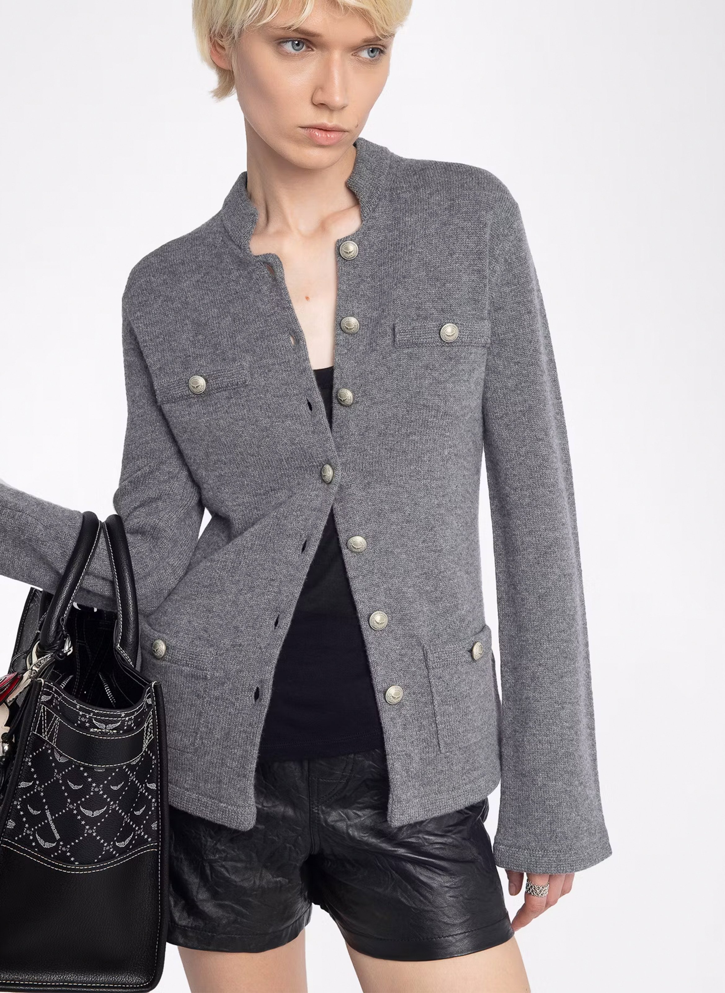 ZADIG&VOLTAIRE Pull droit en laine mélangée lucy Gris