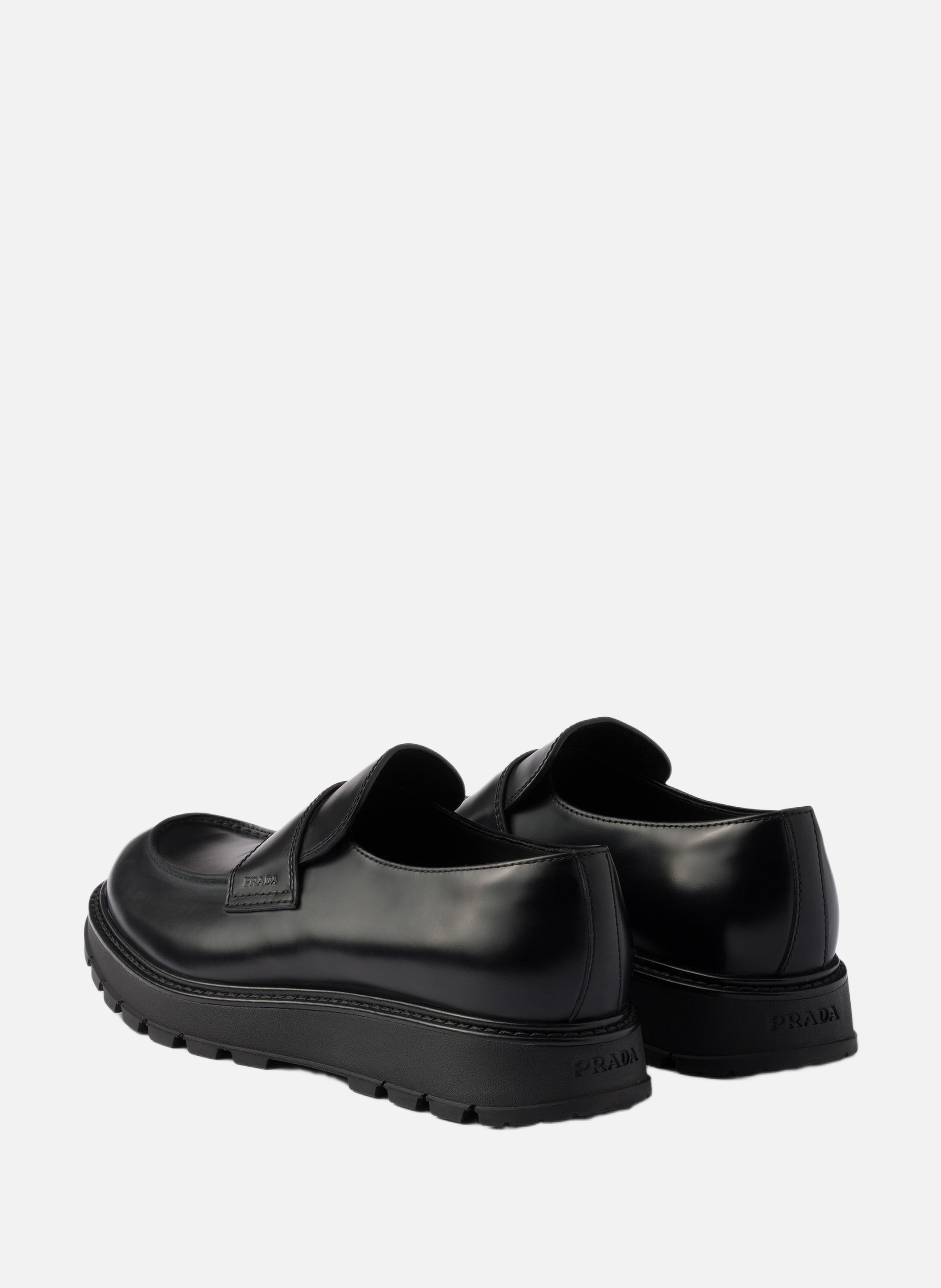 Mocassins en cuir brossé PRADA Noir