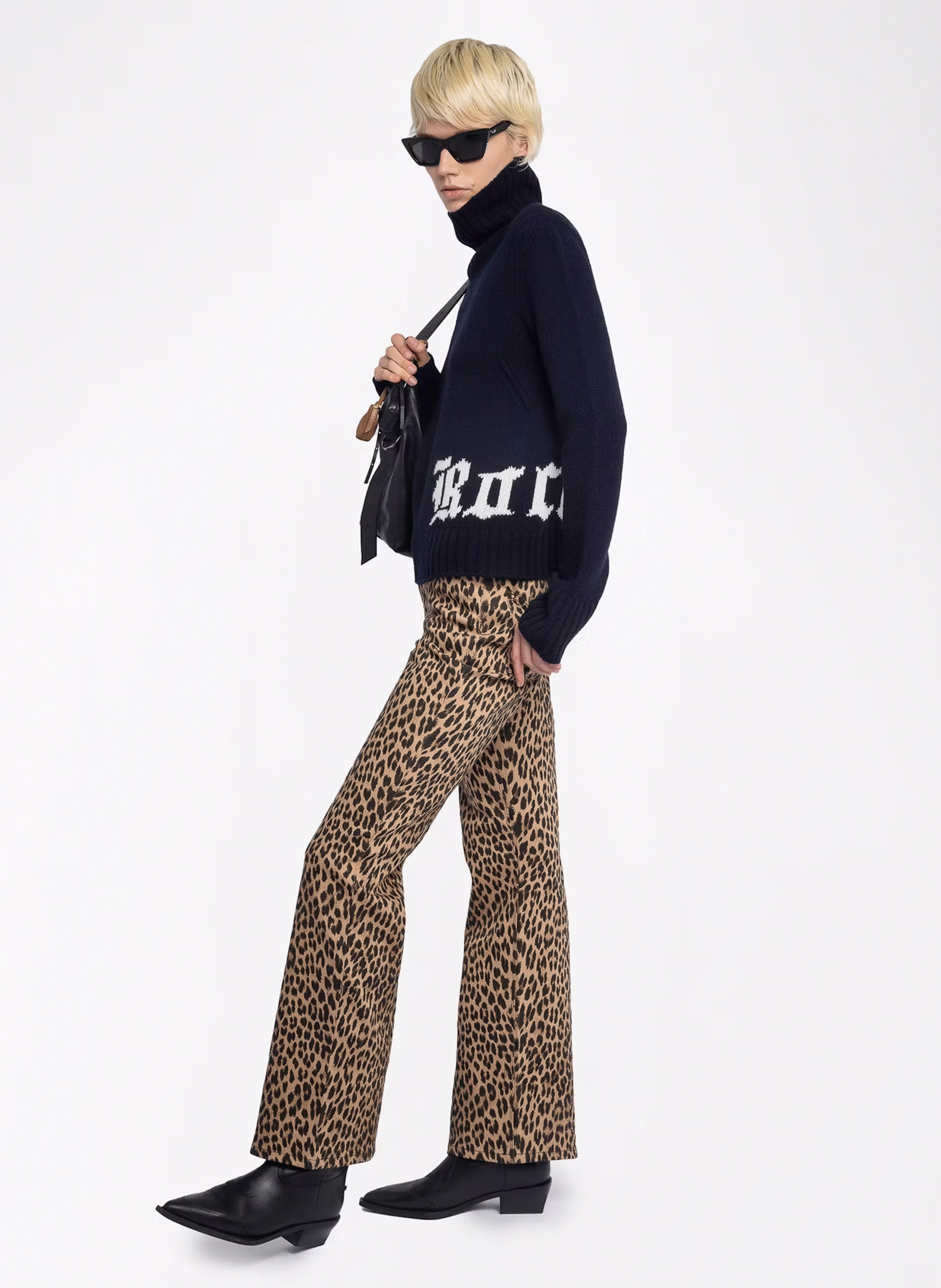 Pull col montant uni avec inscription en laine nalma ZADIG&VOLTAIRE Bleu