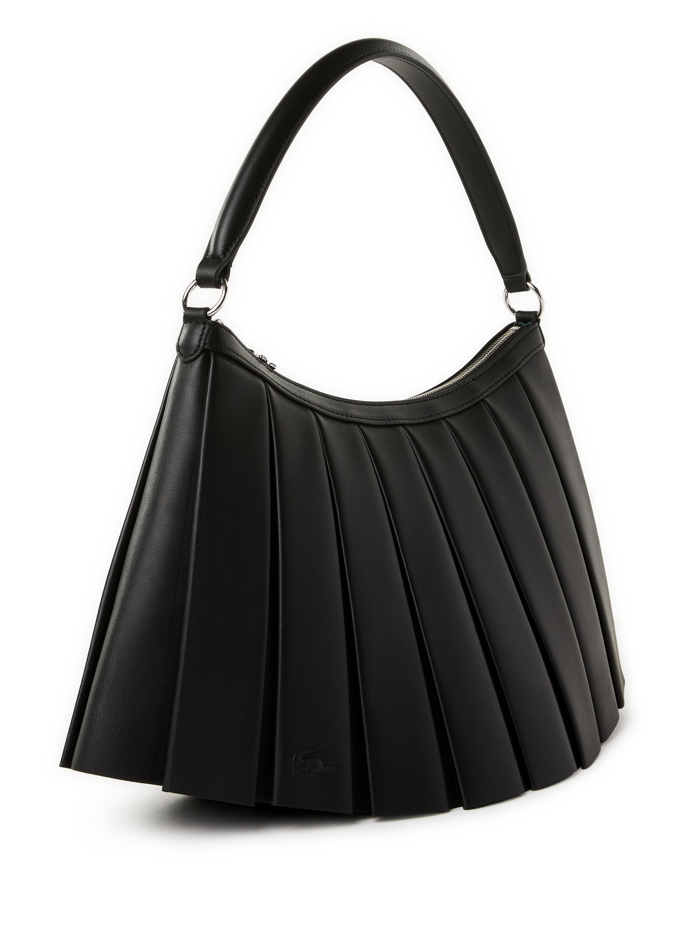Grand sac Lenglen porté épaule plissé en cuir LACOSTE Noir