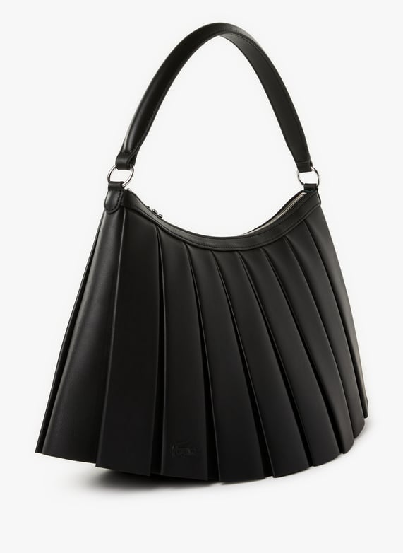 Grand sac Lenglen porté épaule plissé en cuir | Noir by LACOSTE Grand sac Lenglen porté épaule plissé en cuir Noir