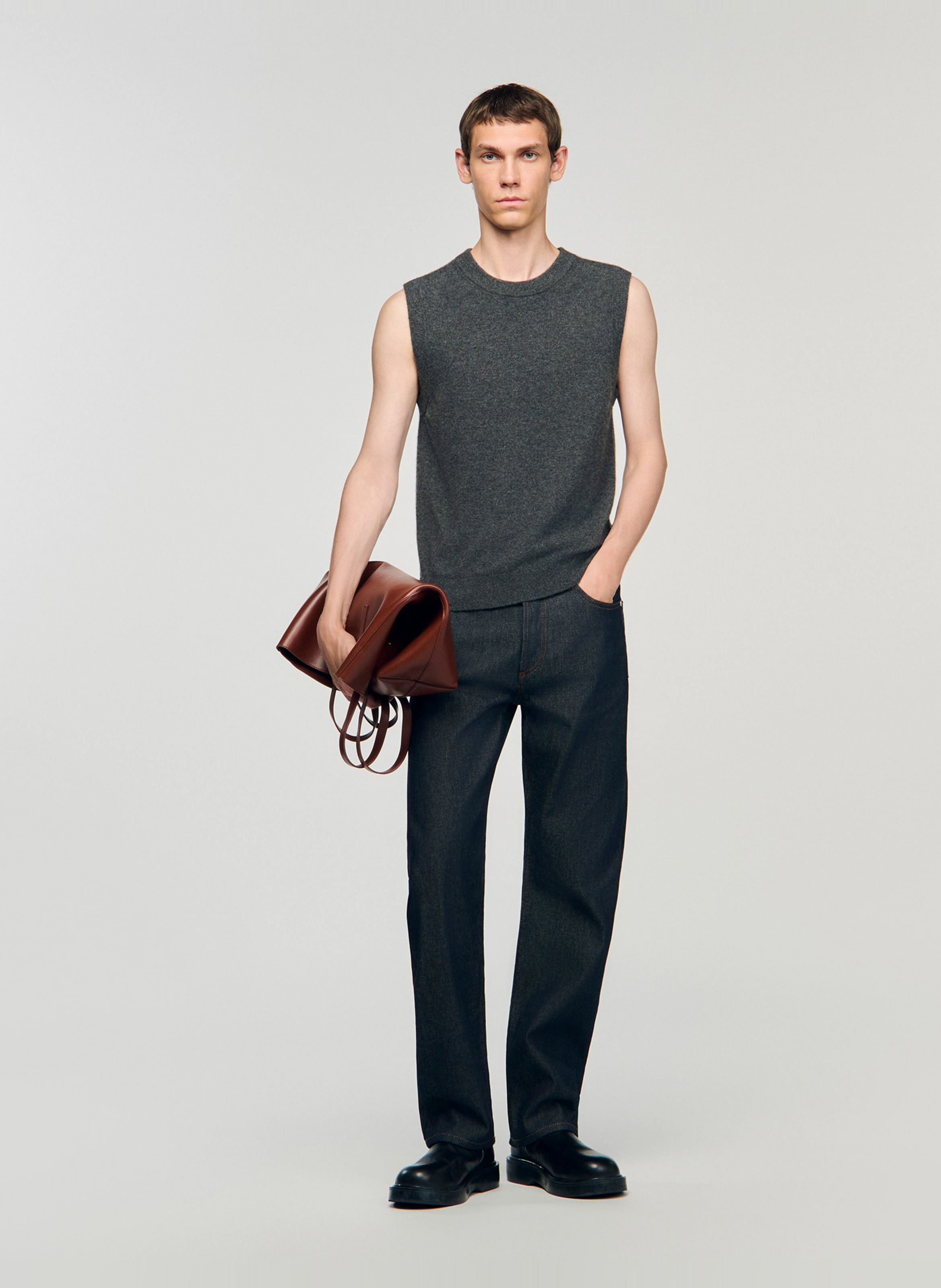 Jean droit en coton SANDRO Bleu