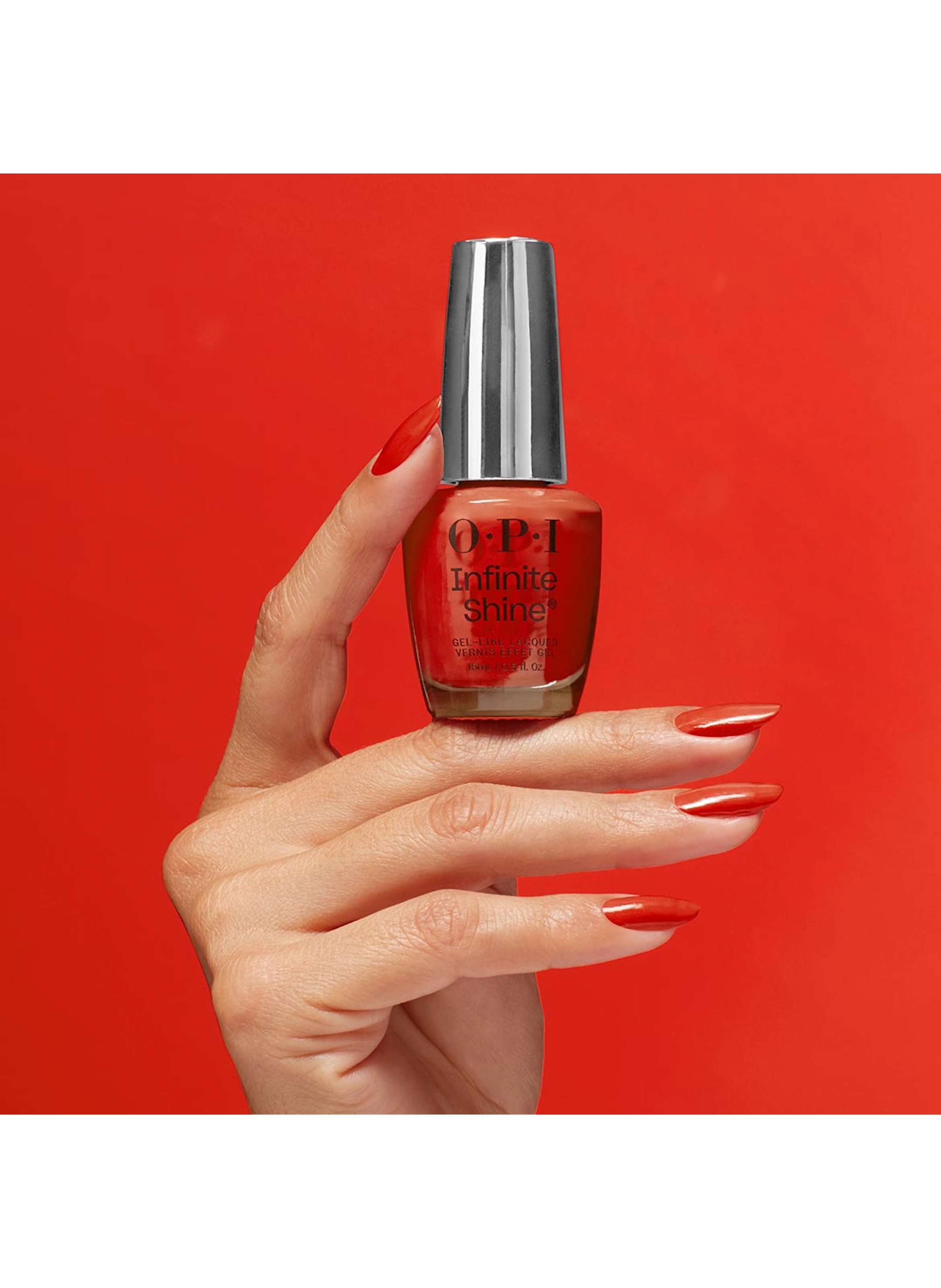 Knock 'Em Red
Infinite Shine
Long-lasting gel effect nail polish OPI Rouge