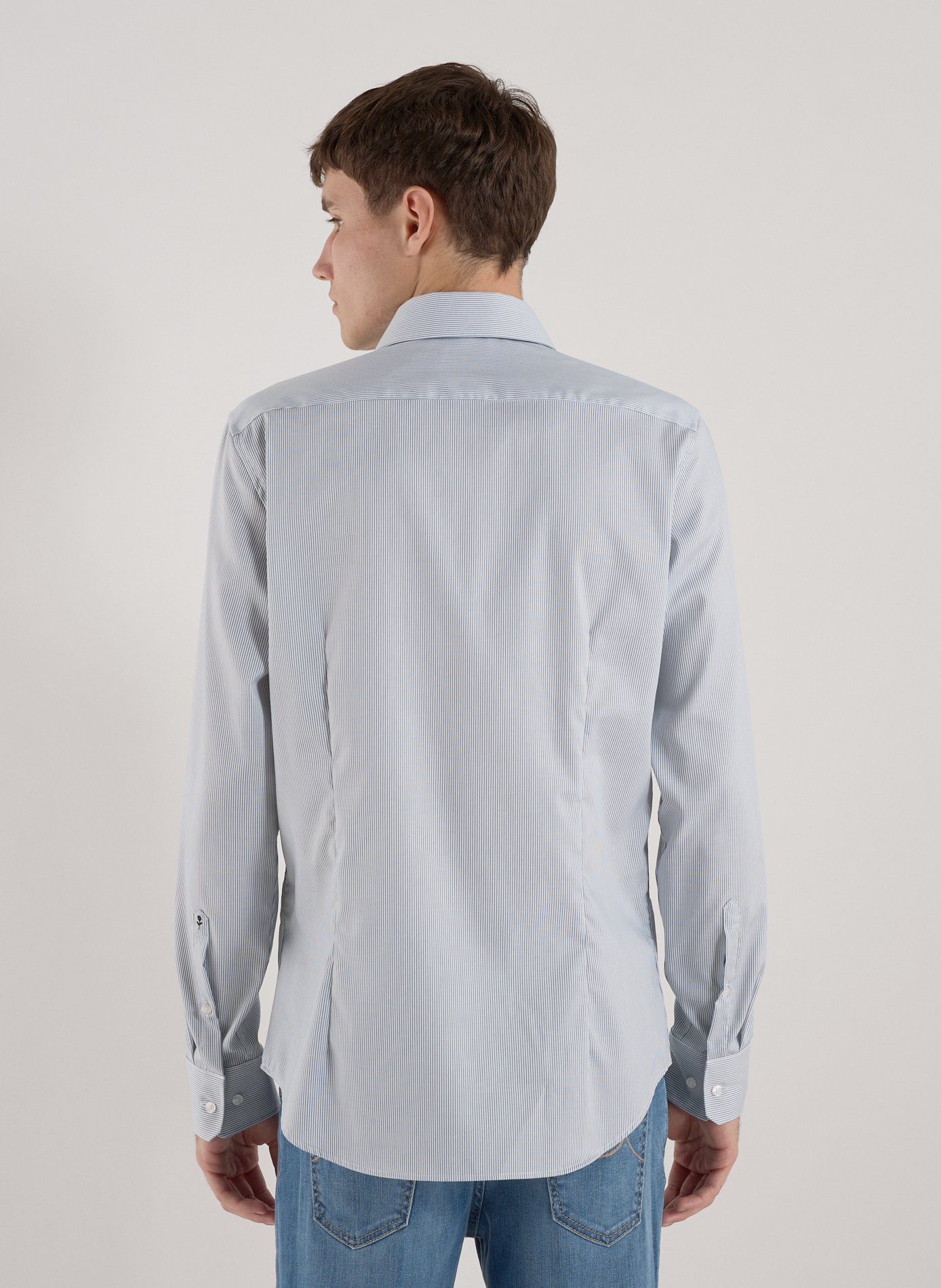 Slim striped cotton shirt SEIDENSTICKER Green