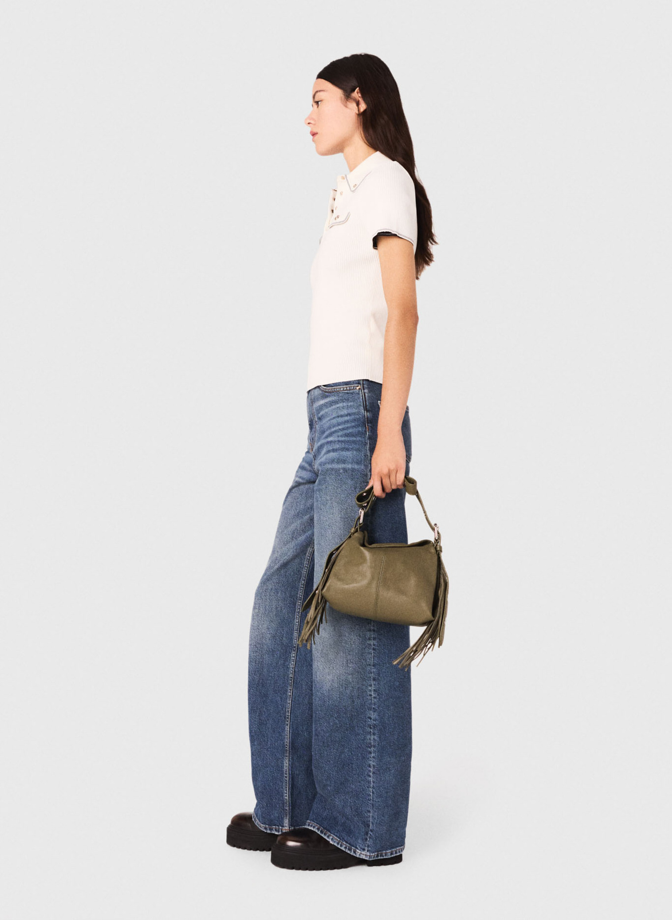 Pull col polo MAJE Beige