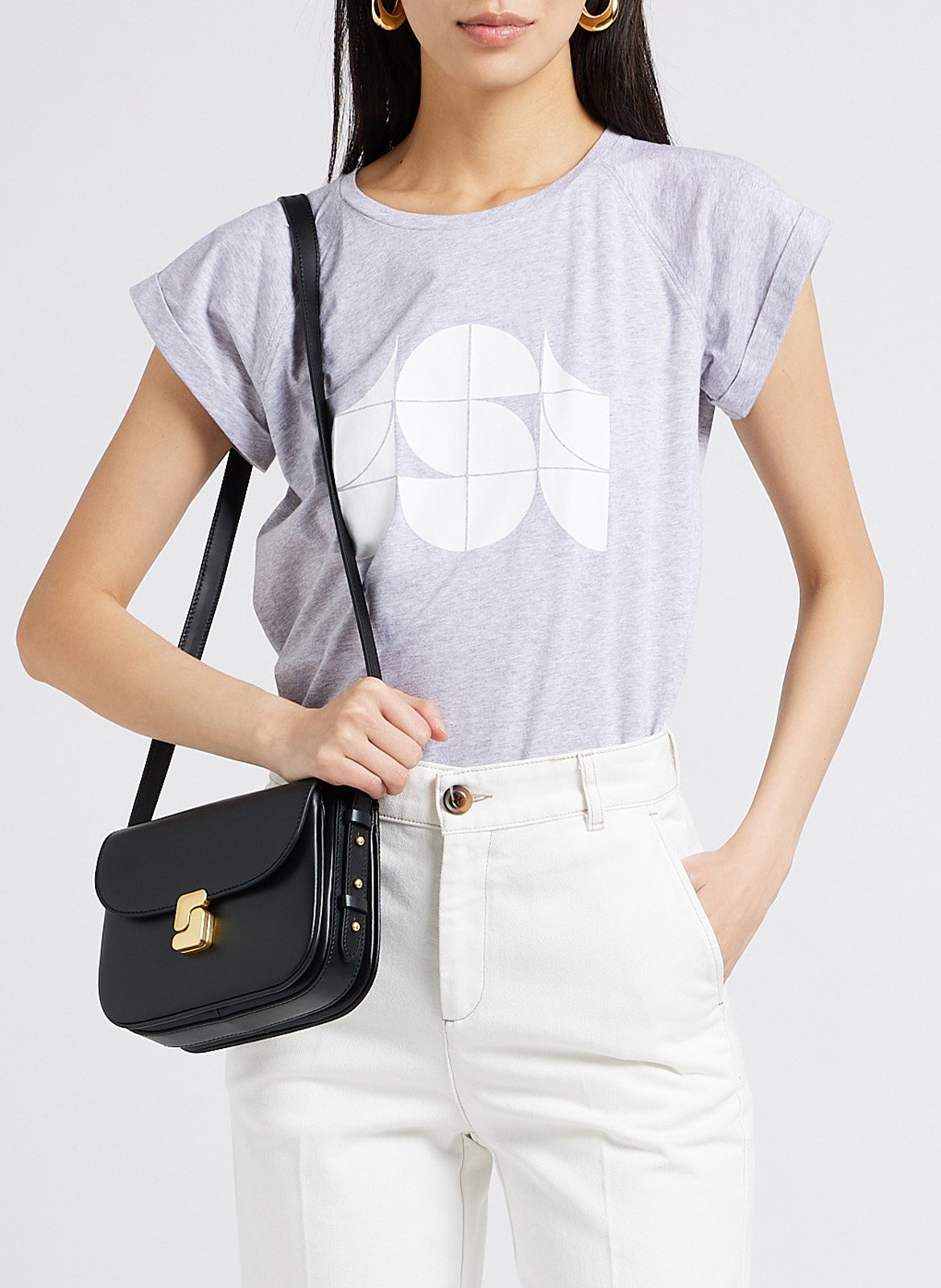 Sac bandoulière en cuir bellissima mini SOEUR Noir