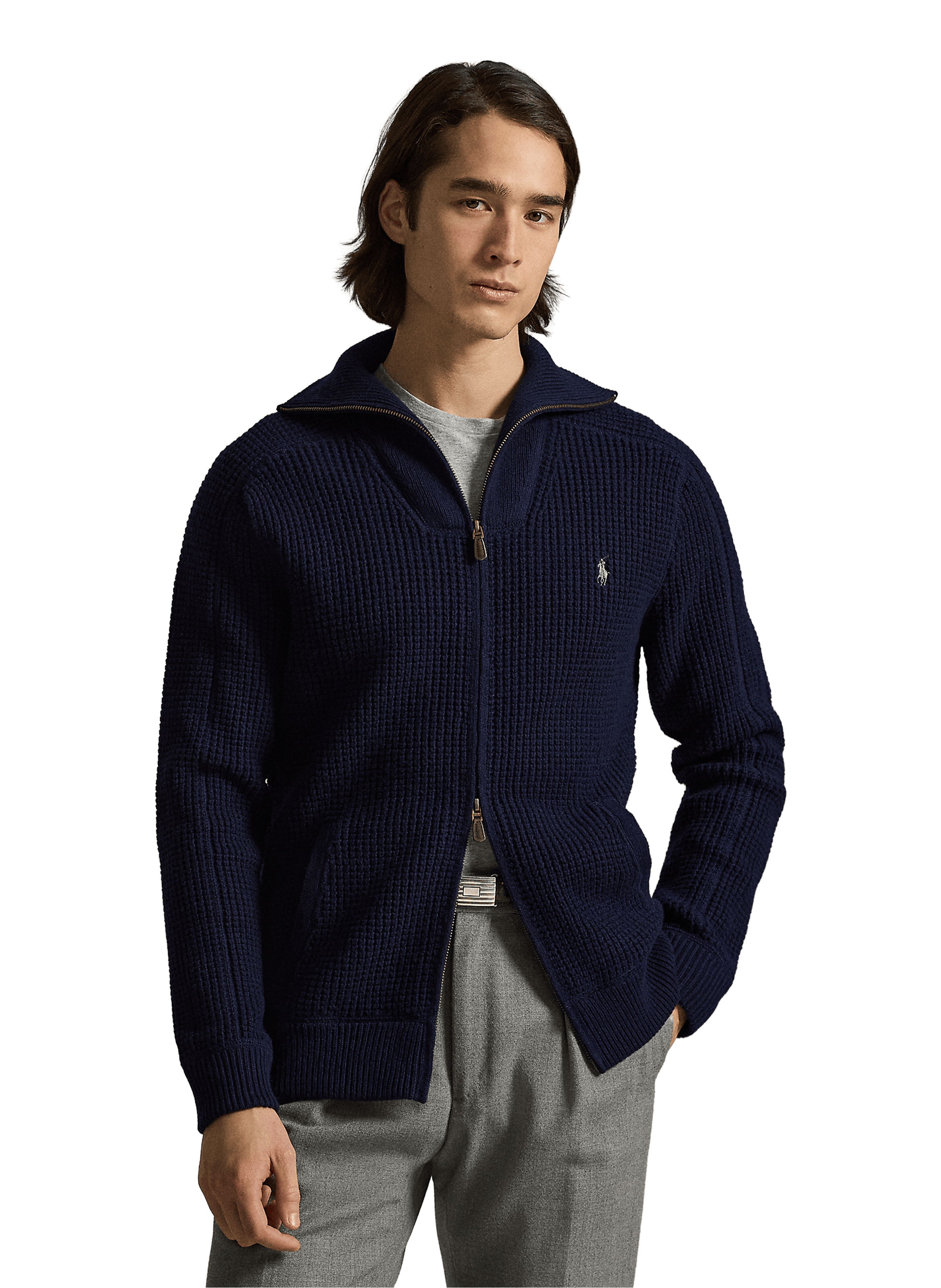 Zip-up high-neck knitted vest POLO RALPH LAUREN Blue