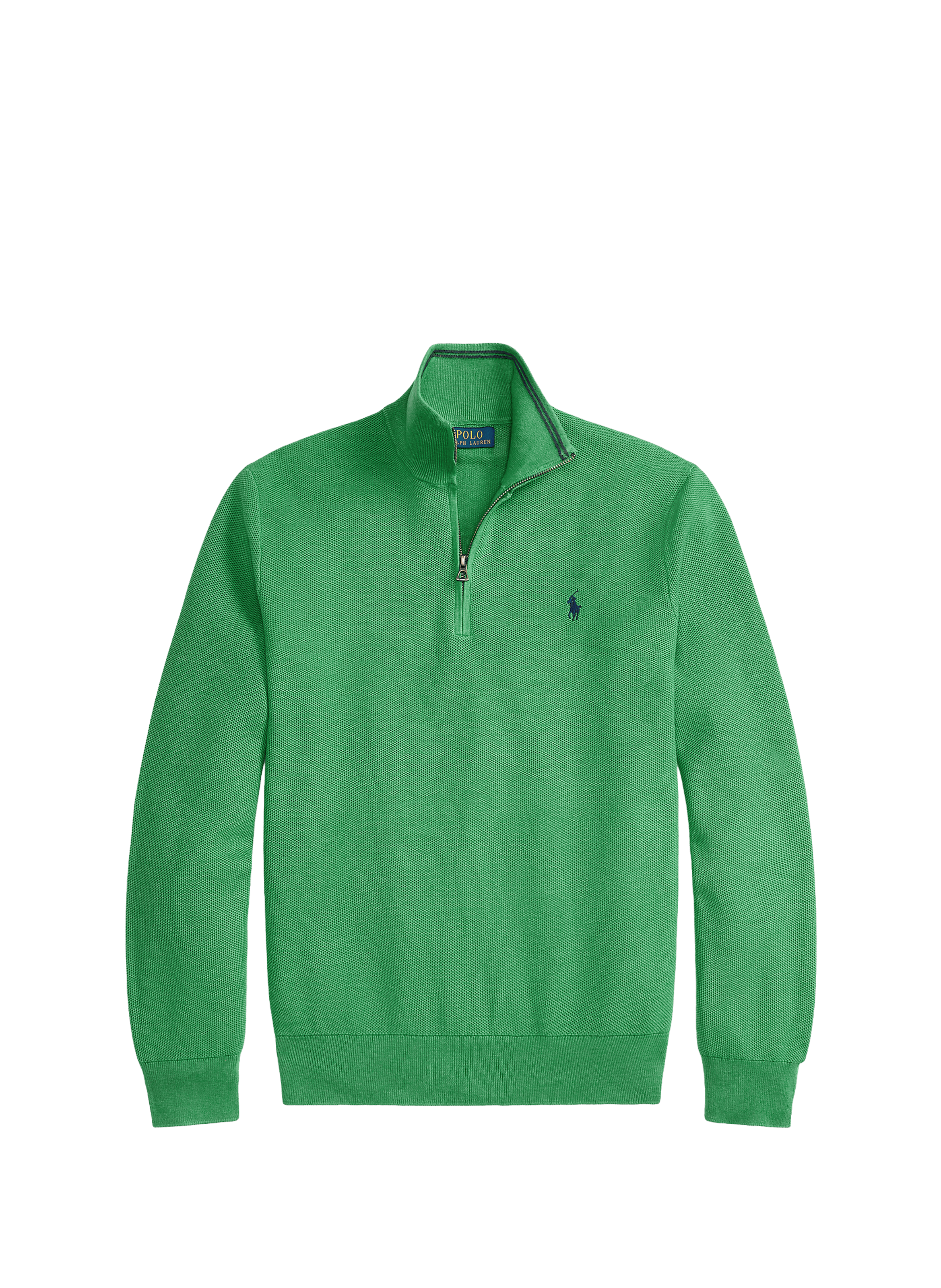Cotton high-neck jumper  Palm green heather