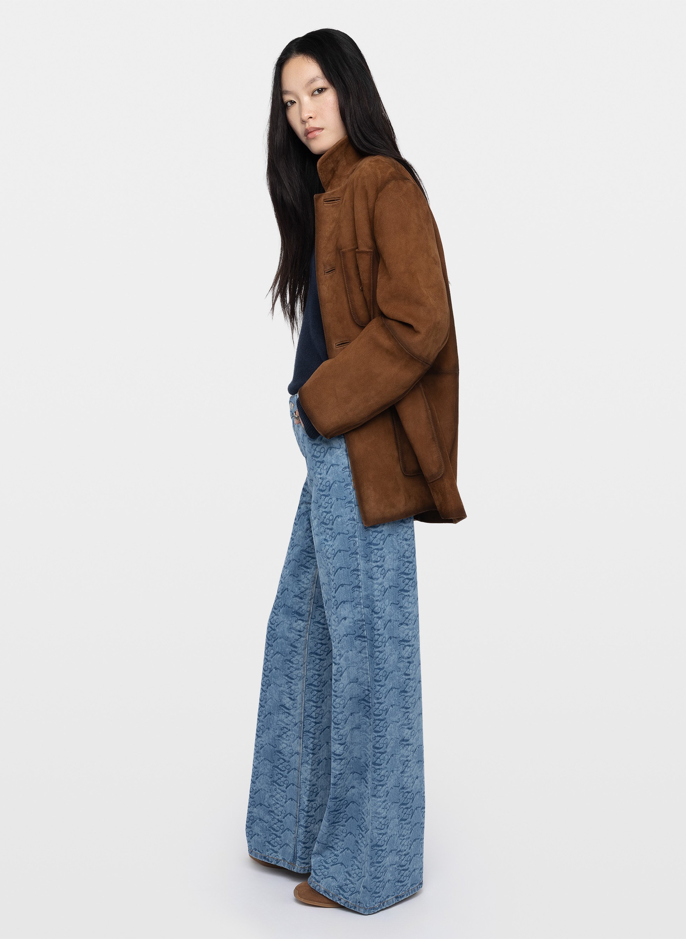 Jean évasé monogrammes en coton ete ZADIG&VOLTAIRE Bleu