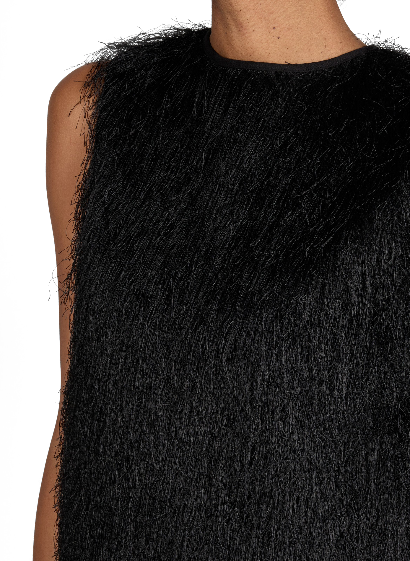 Top with fine fringe without sleeves LOULOU DE SAISON Black