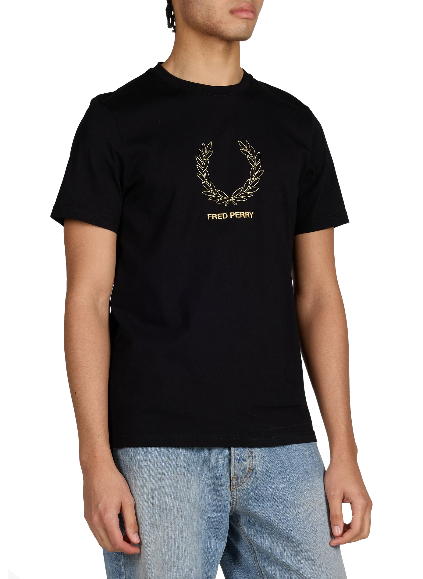 T-shirt à col rond en coton FRED PERRY Noir