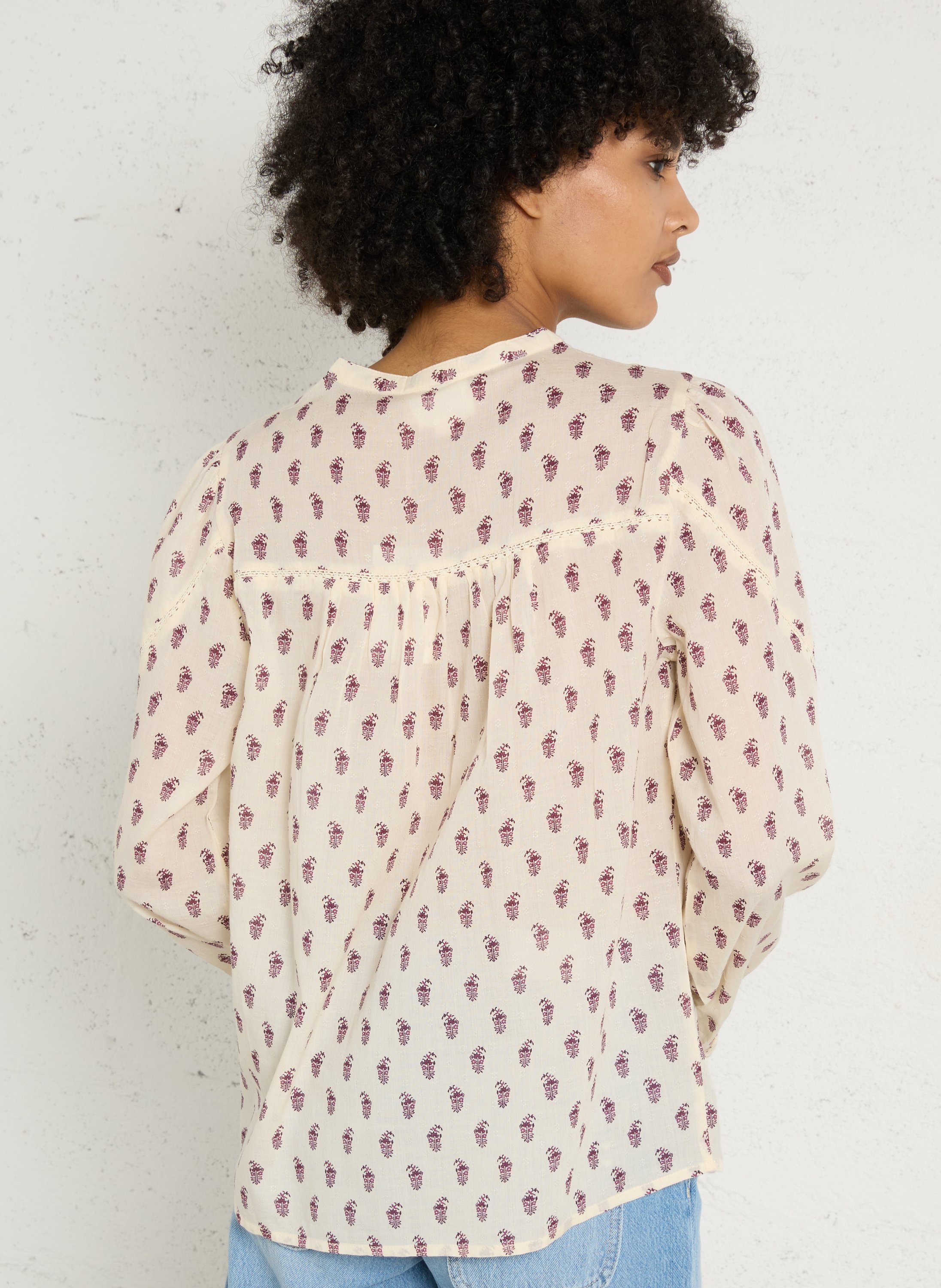 Chemisier droit col rond imprimé dia MAISON 123 Blanc