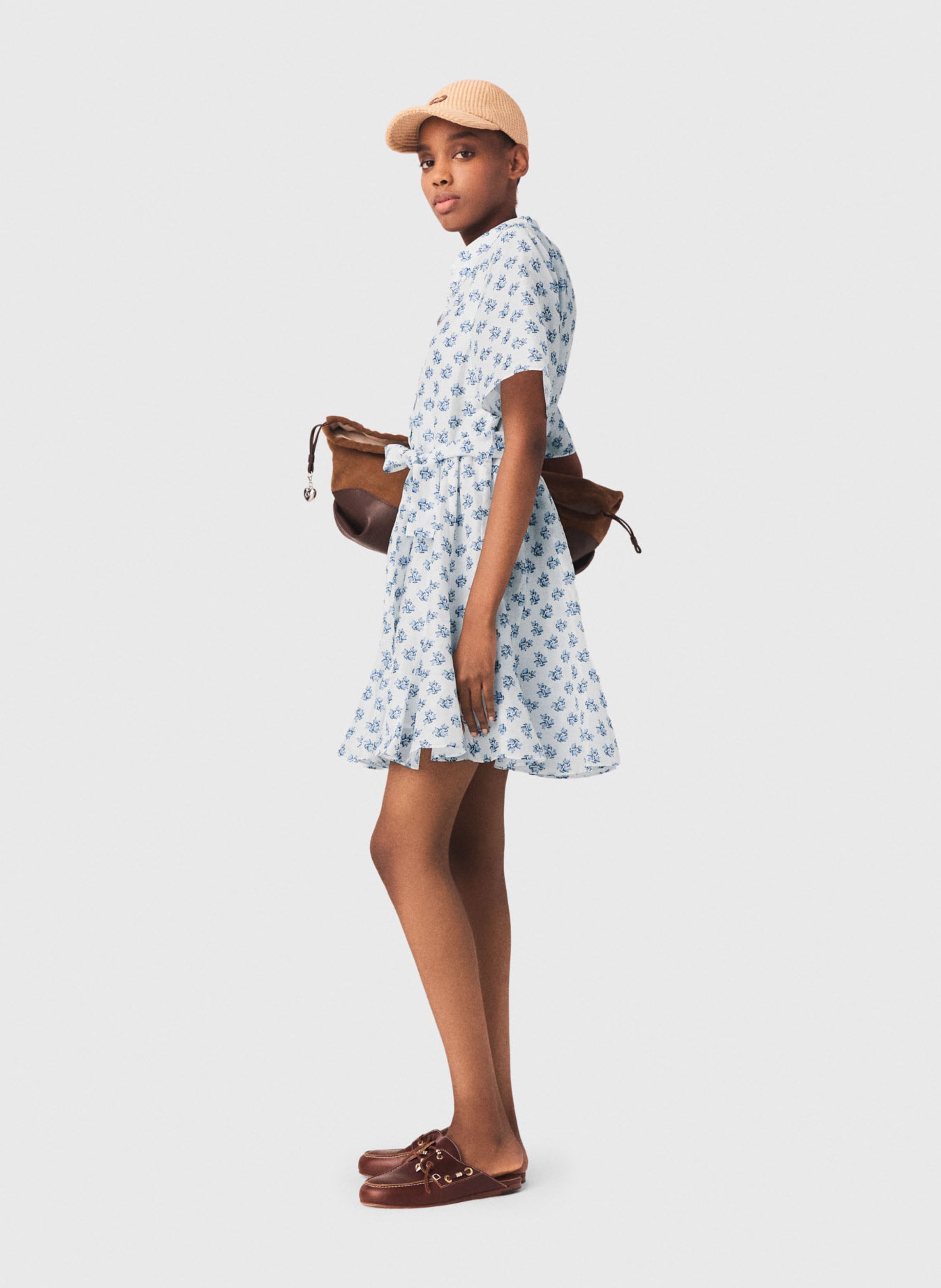 Robe courte évasée imprimée MAJE Bleu