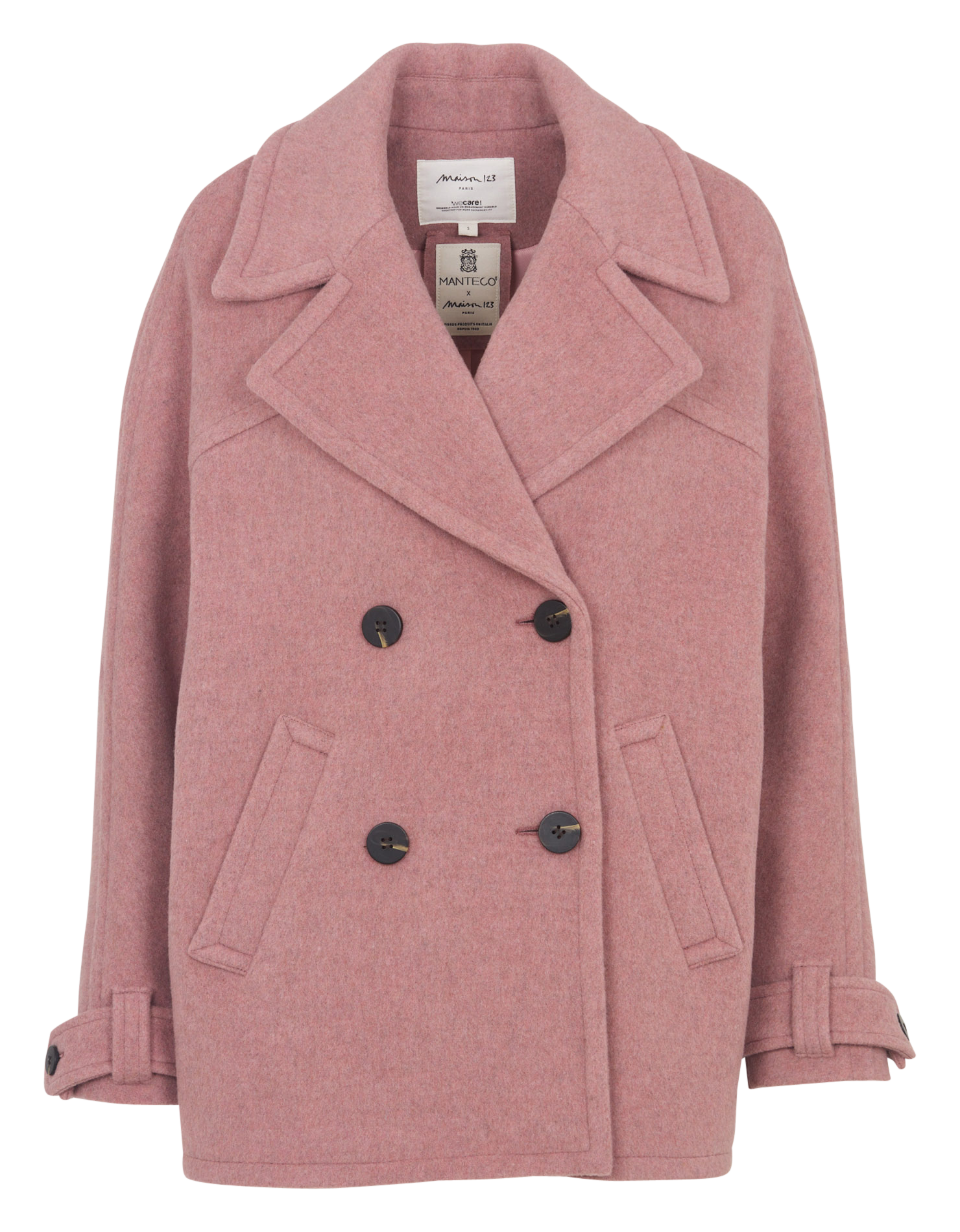 Manteau droit col tailleur en laine mélangée dean MAISON 123 Rose