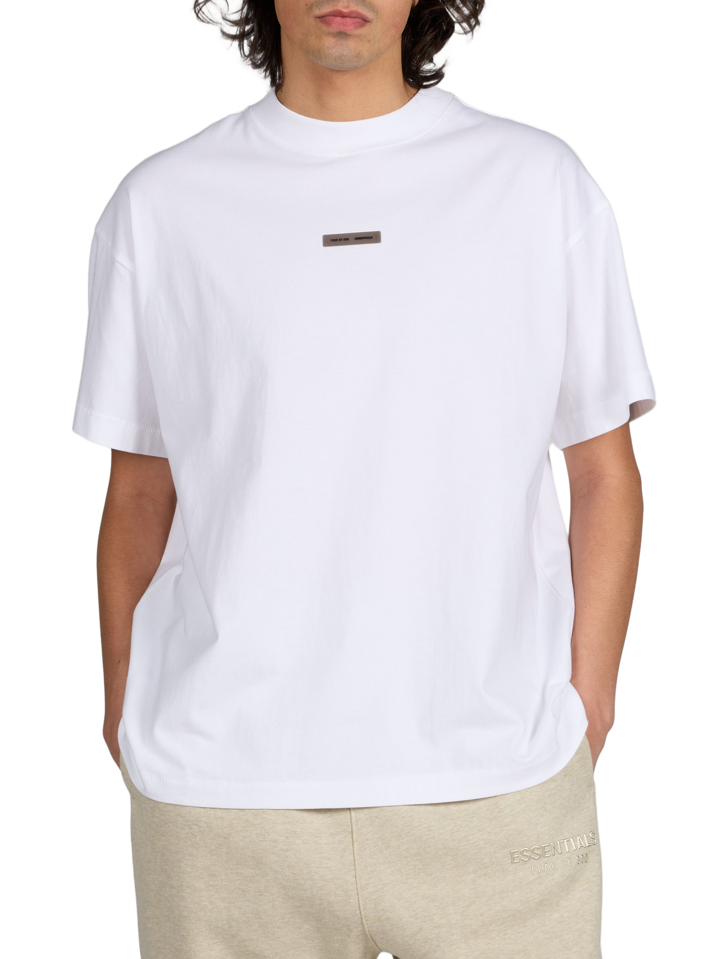 Loose-fit logo cotton T-shirt FEAR OF GOD ESSENTIALS Beige