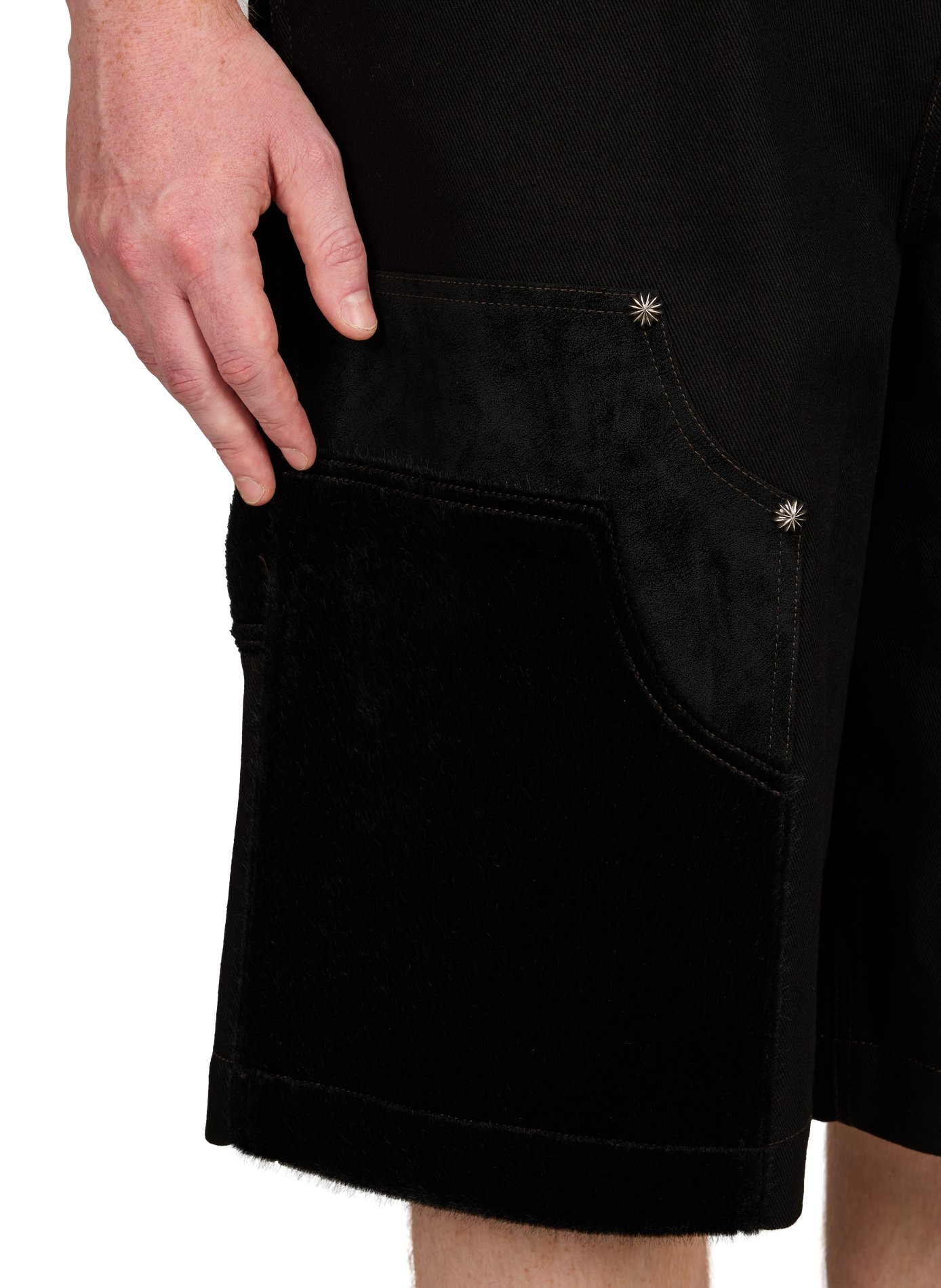 Short Patchwork effet fourrure en coton ANDERSSON BELL Noir