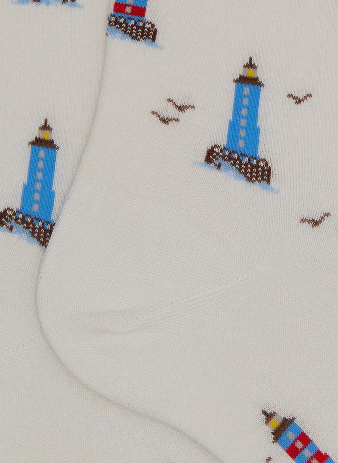 Chaussettes avec motif de phare dans la mer en coton mélangé DORÉ DORÉ Blanc