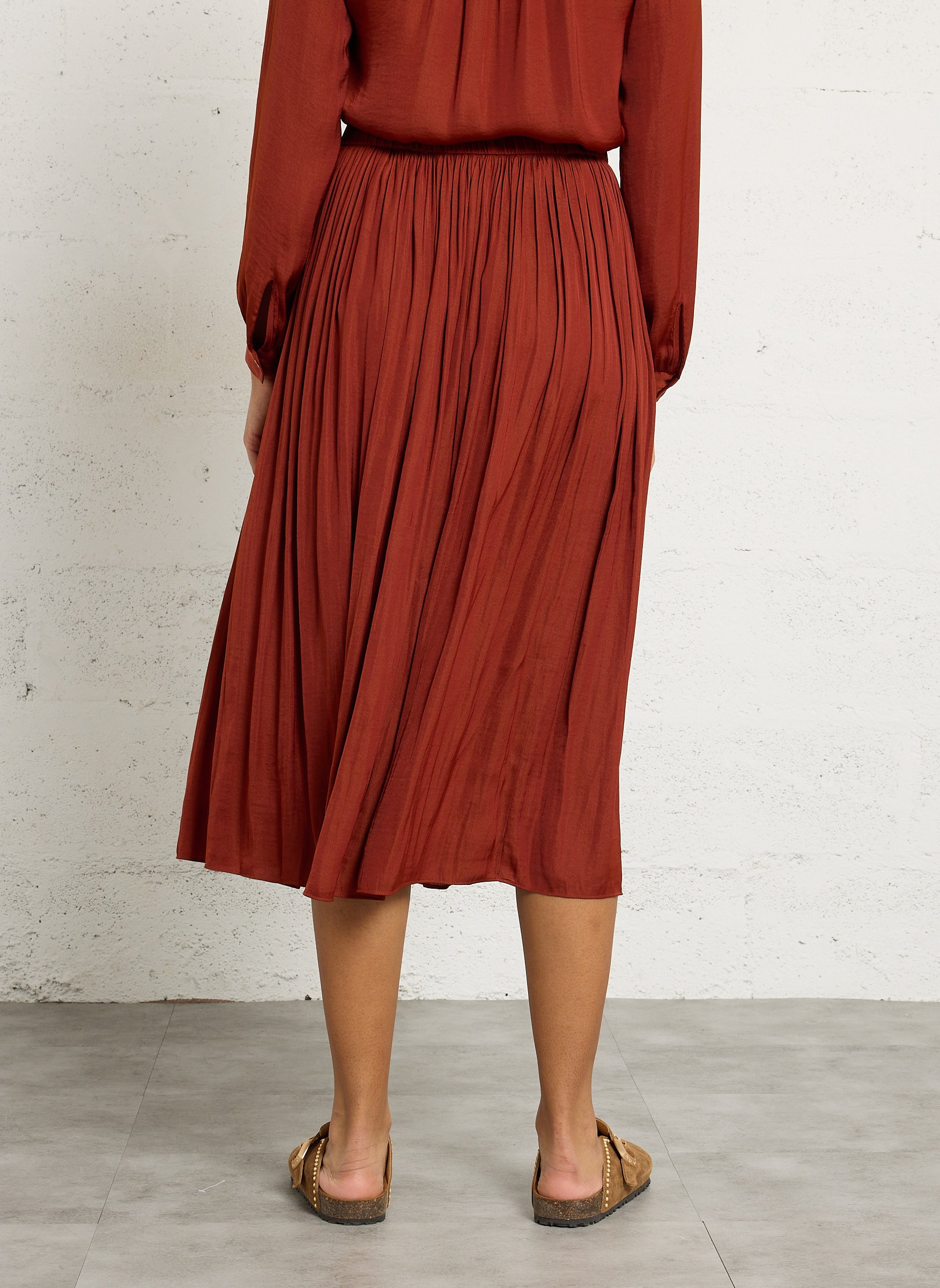 Jupe midi plissée crystal MAISON 123 Rouge