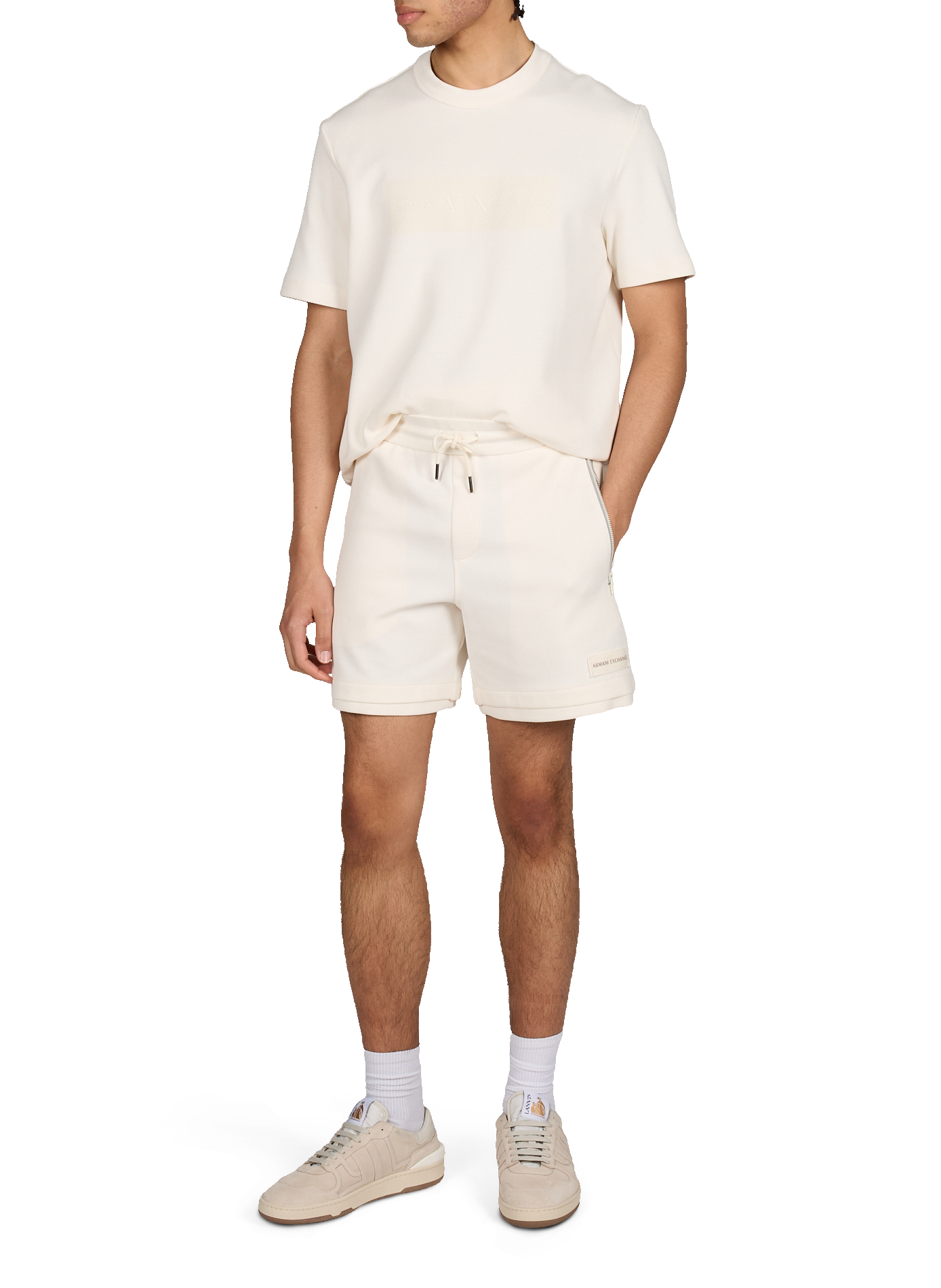 Cotton round-neck T-shirt ARMANI EXCHANGE Beige