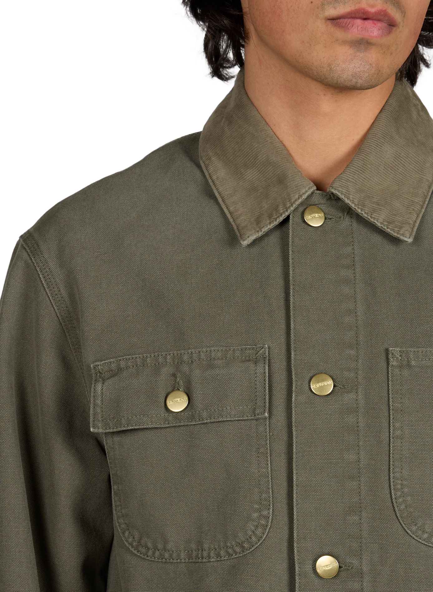 Veste col velours côtelé en coton CARHARTT WIP Vert