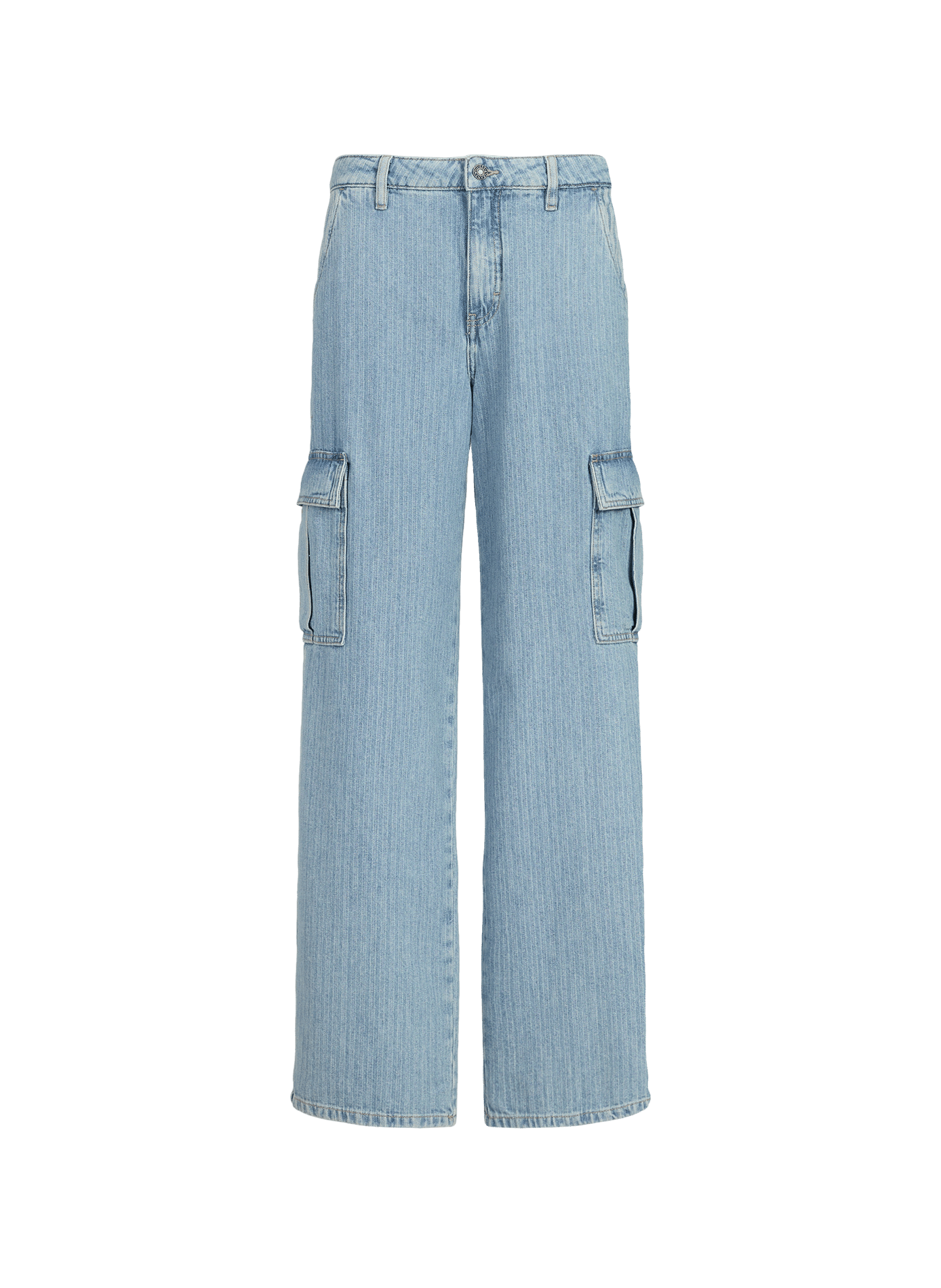Cotton striped cargo jeans GUESS Blue