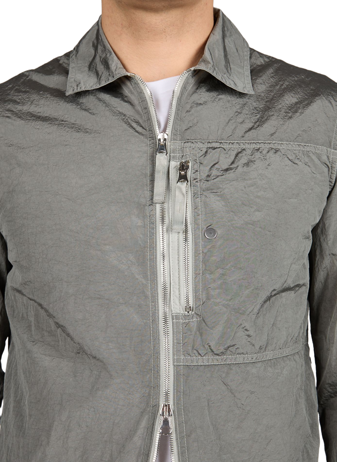 Straight zip-up overshirt in technical fabric STONE ISLAND Grey