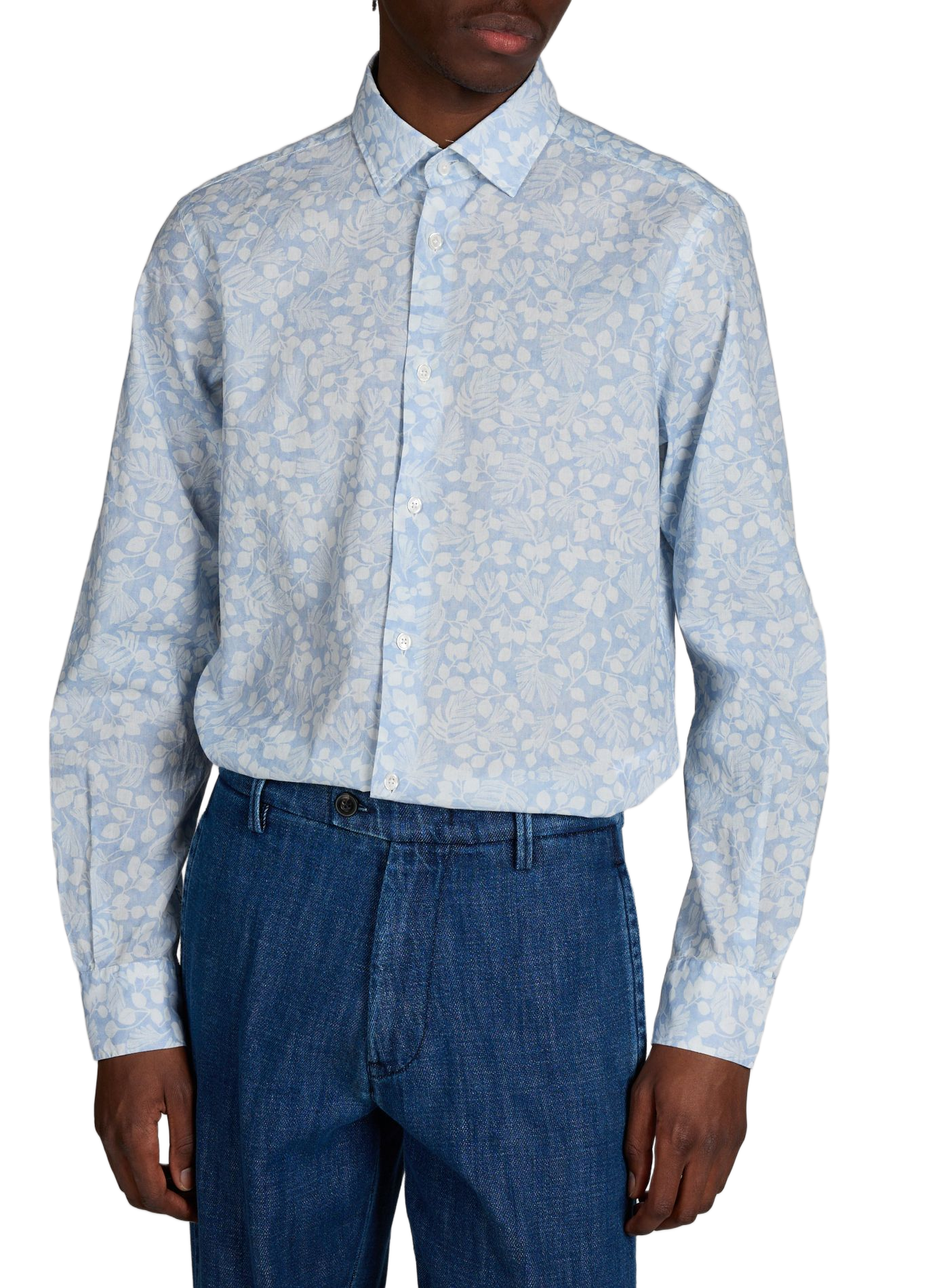 Chemise droite imprimée en coton EDEN PARK Bleu