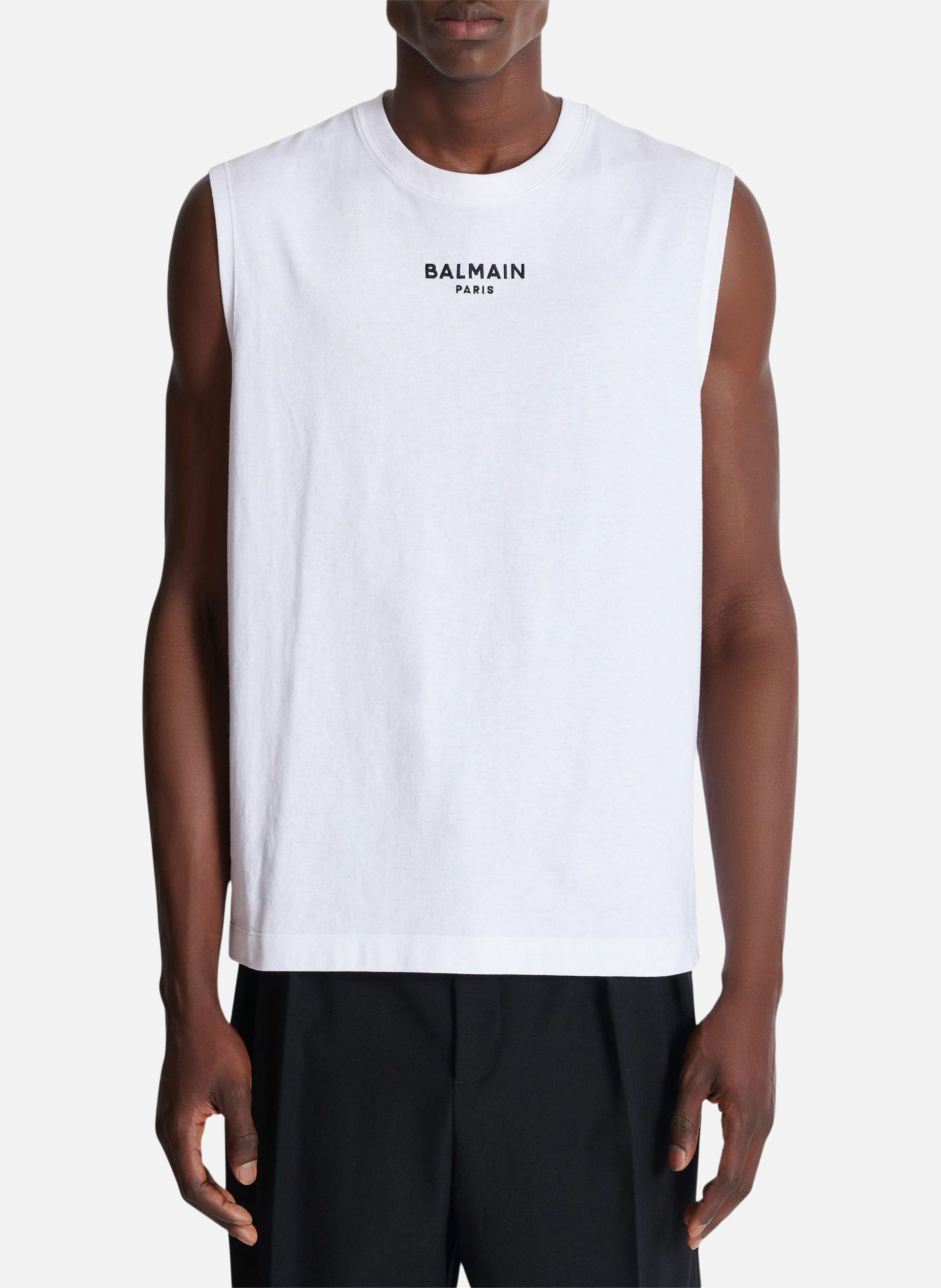 Débardeur brodé balmain paris BALMAIN Blanc