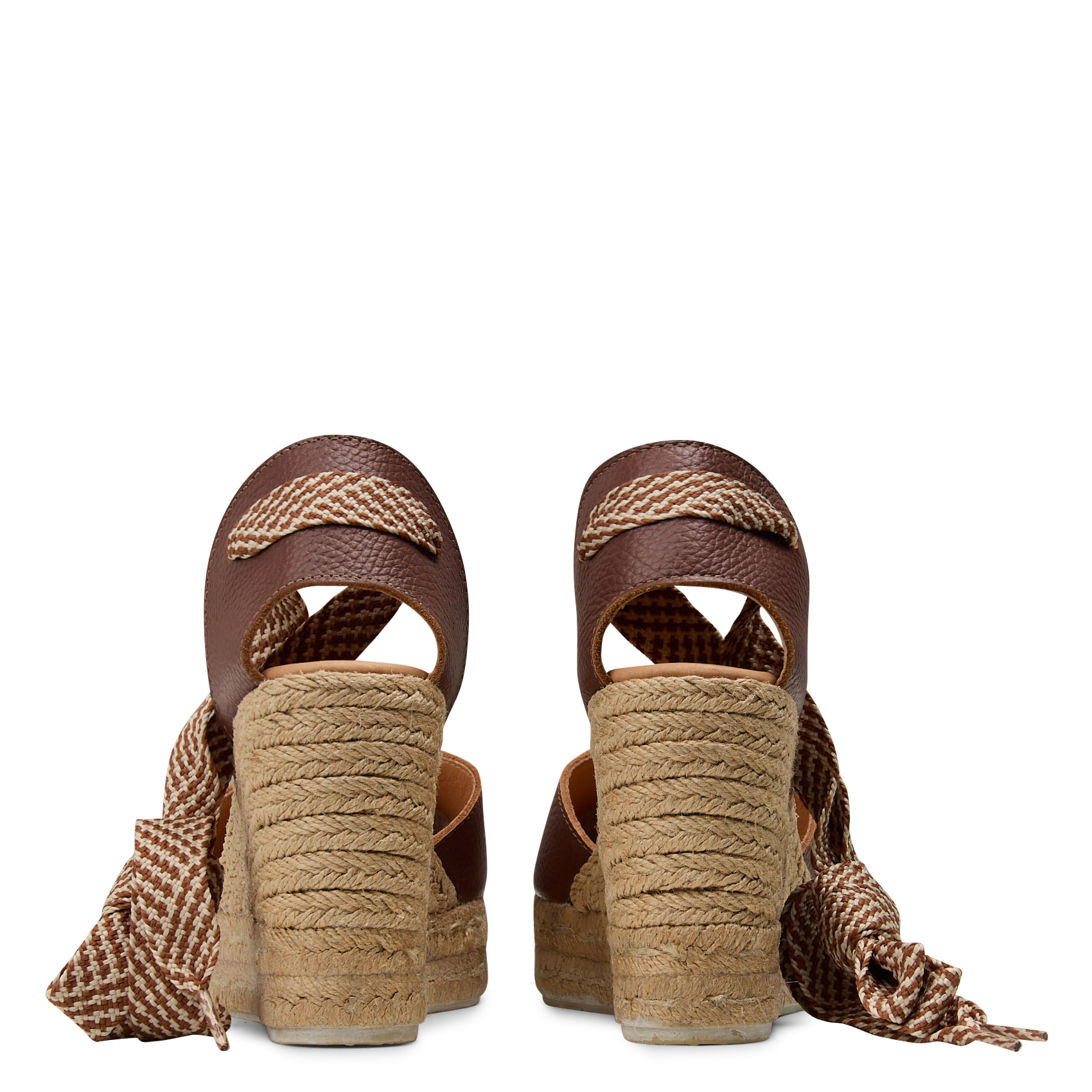Espadrilles compensées en cuir stan MAISON 123 Marron