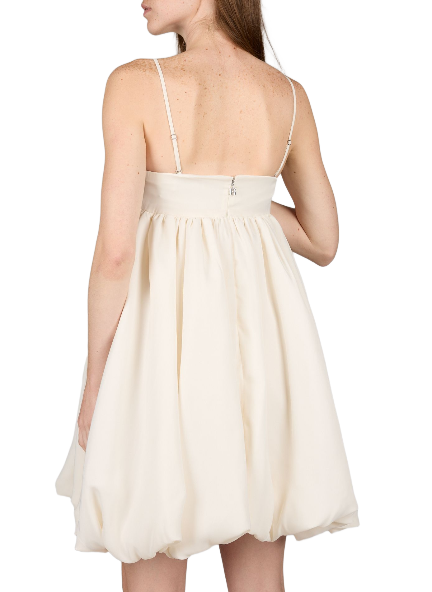 Puffy strapless dress with removable straps ROTATE White