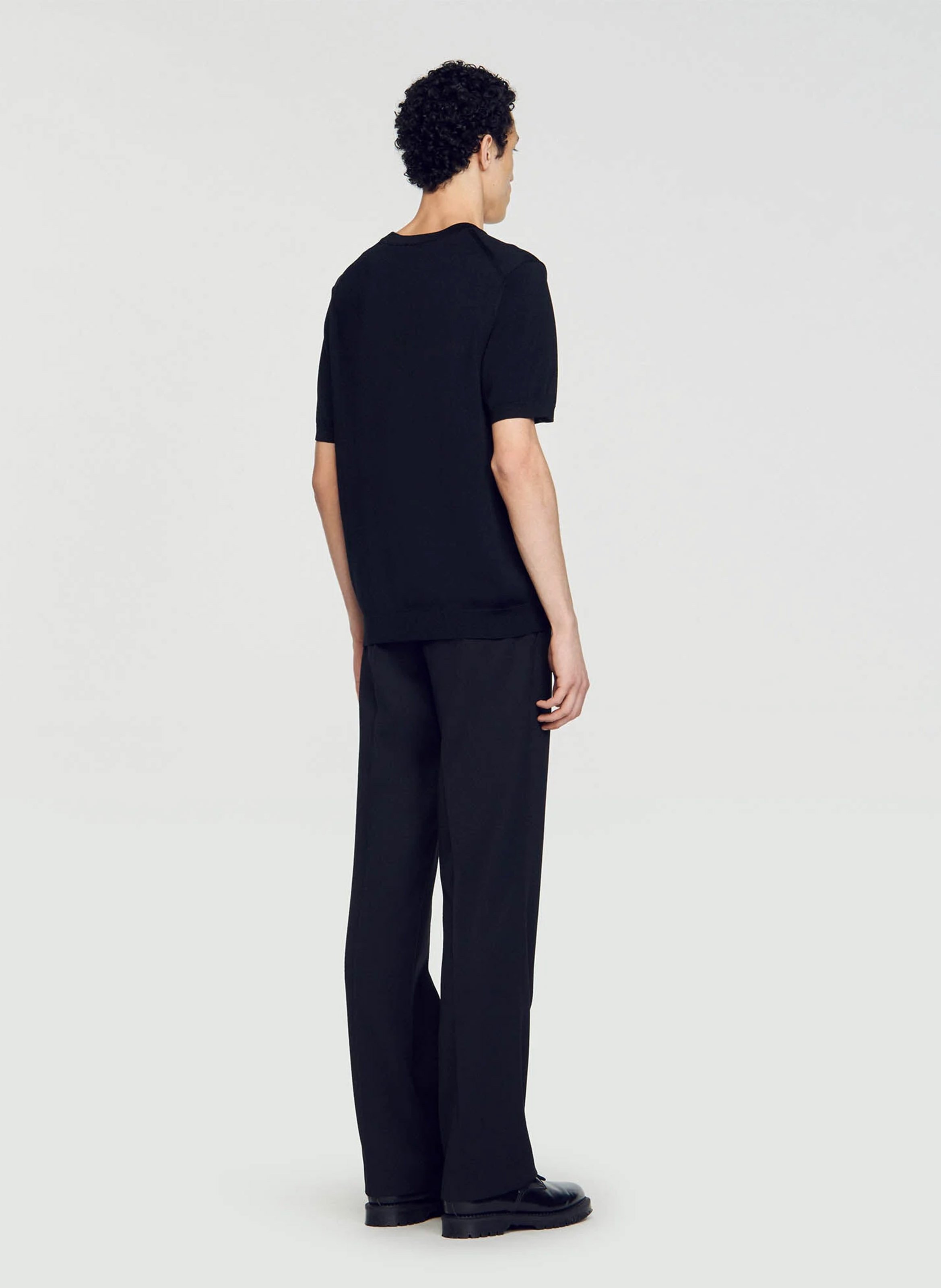 Tee-shirt col rond regular fit SANDRO Noir