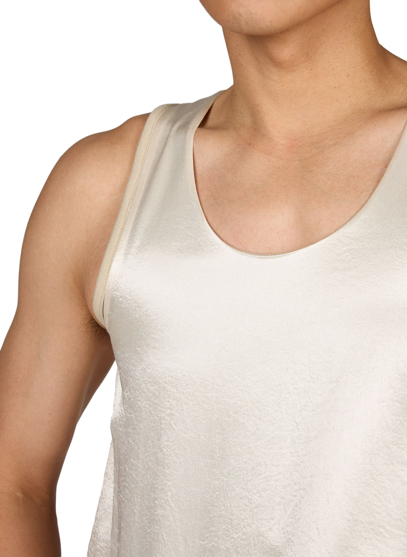 Shiny tank top with puffy hem. SEAN SUEN Beige