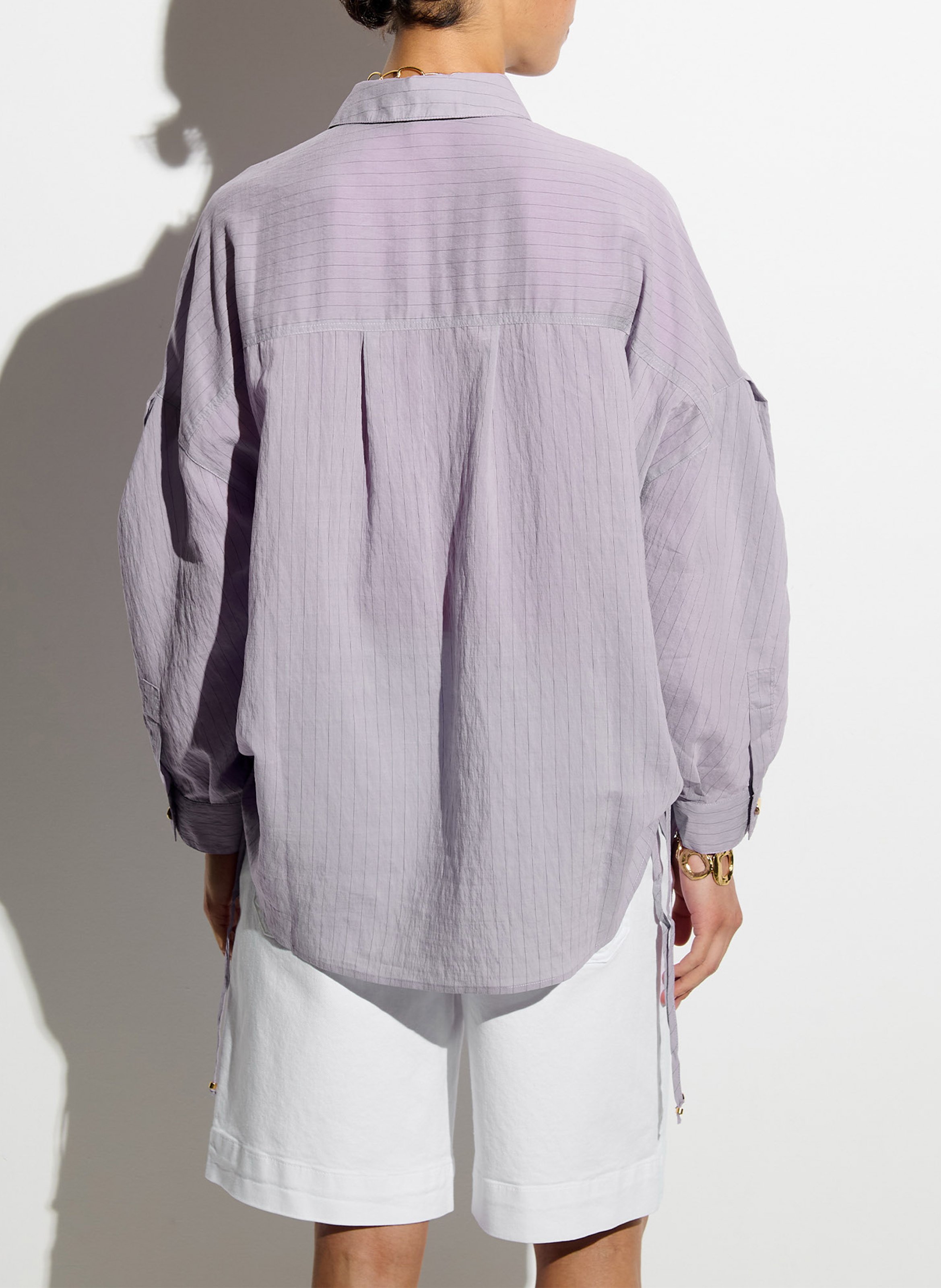 Chemise col classique rayée en coton danie SESSUN Violet