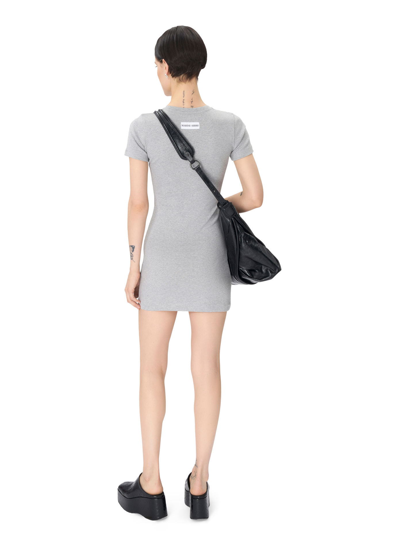 Organic cotton rib  t-shirt  dress MARINE SERRE Grey