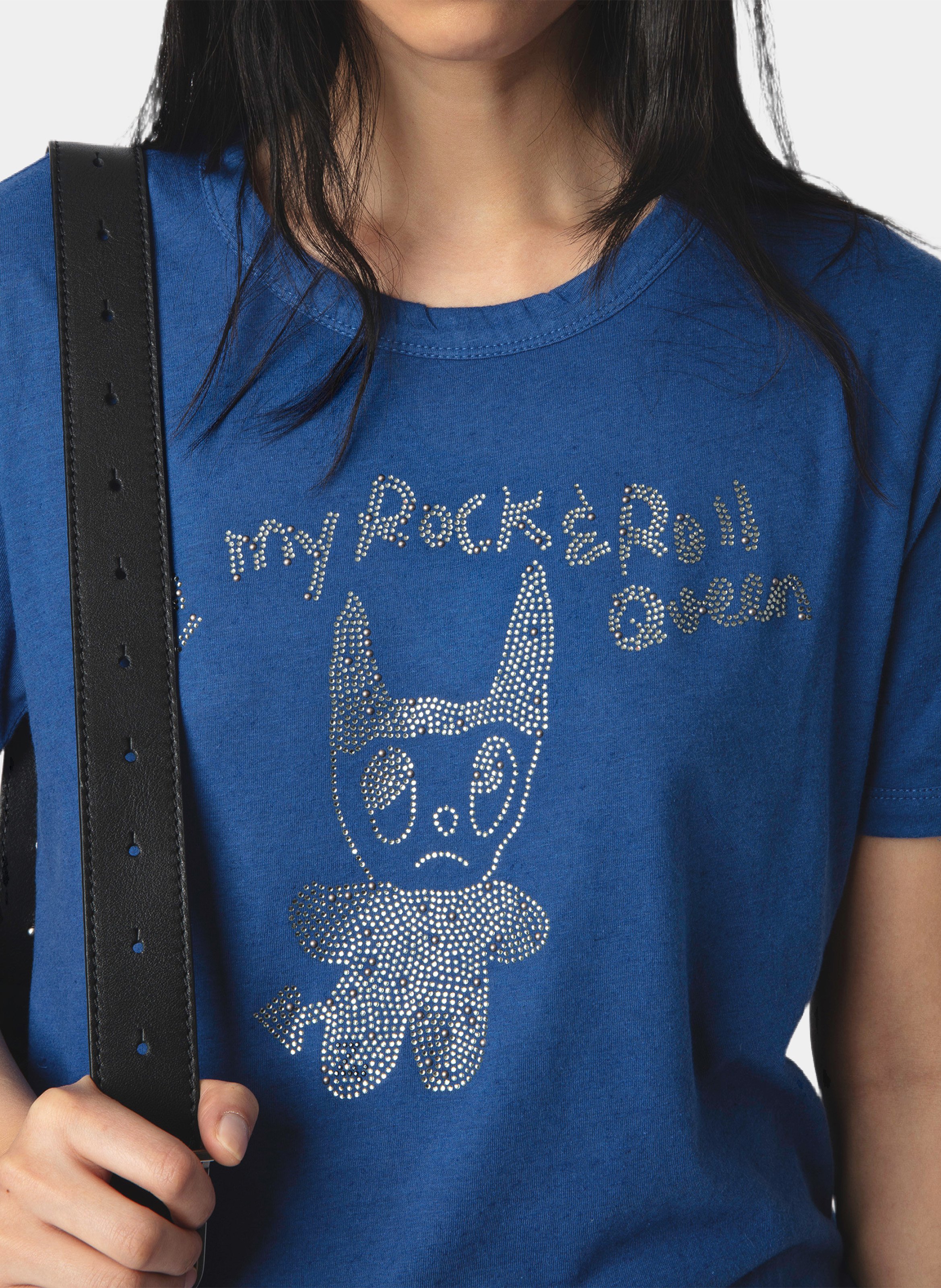 Tee-shirt droit à strass woos ZADIG&VOLTAIRE Bleu