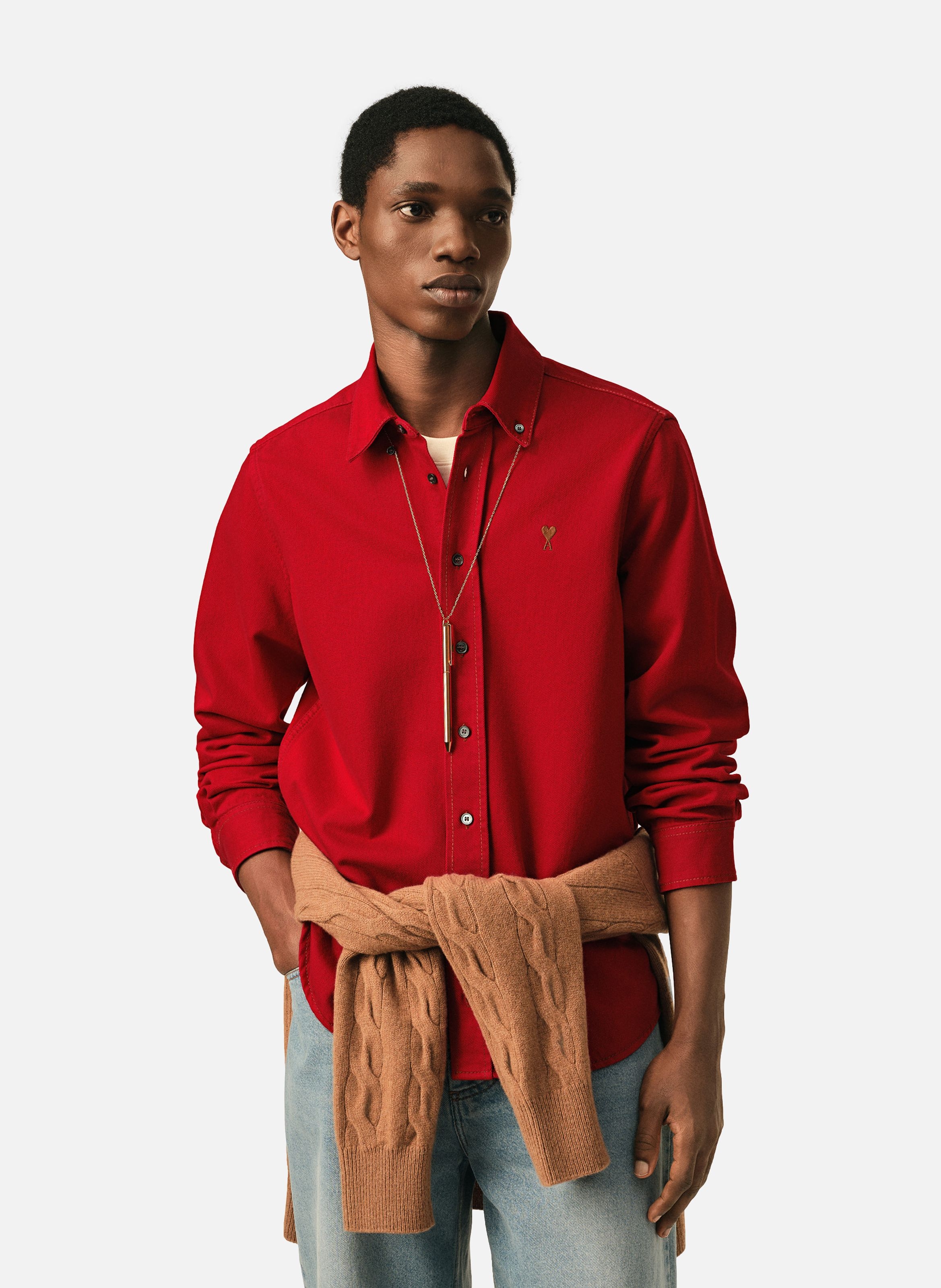 Chemise unisexe en coton ami de coeur AMI PARIS Rouge