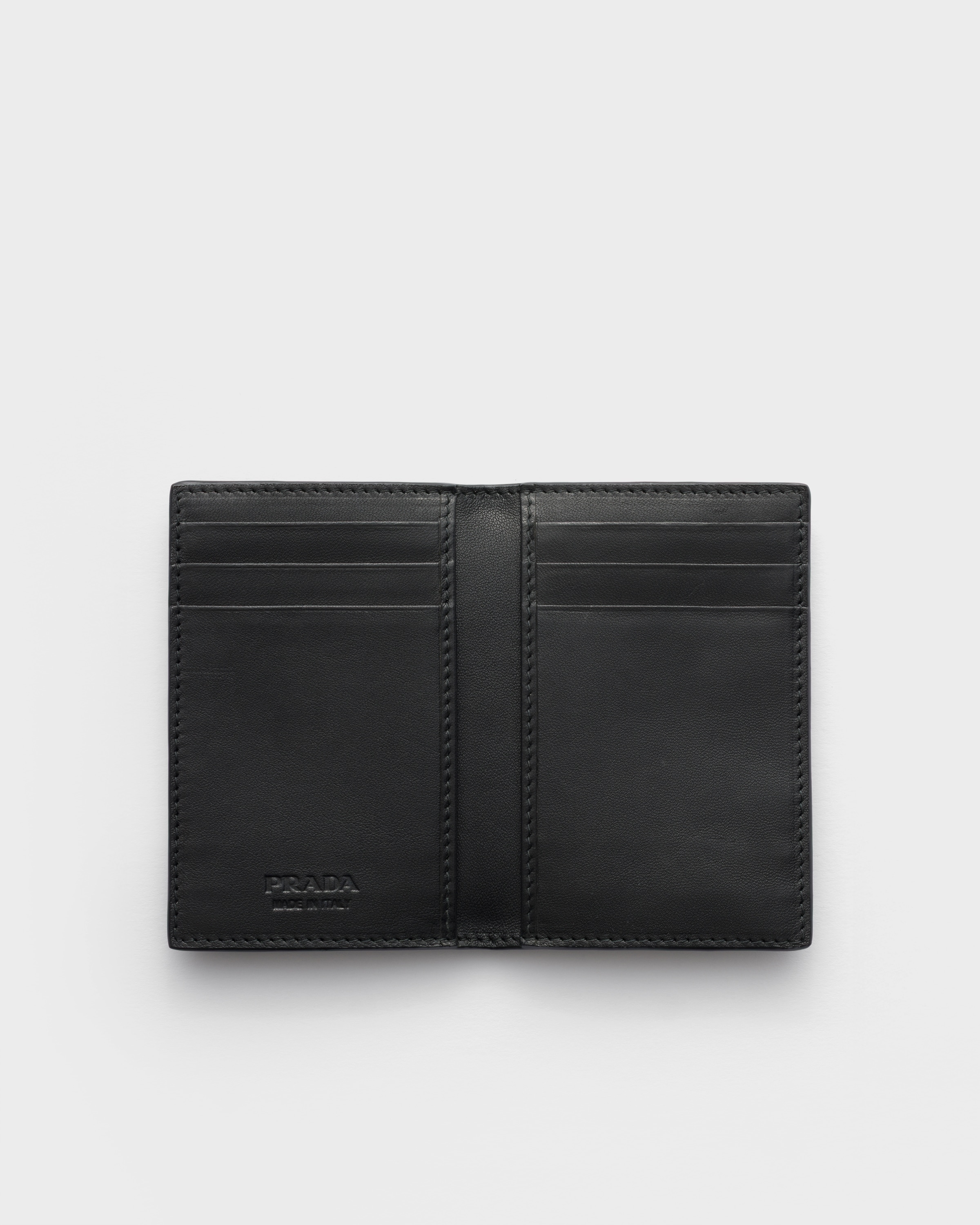 Porte-cartes en cuir vieilli PRADA Noir