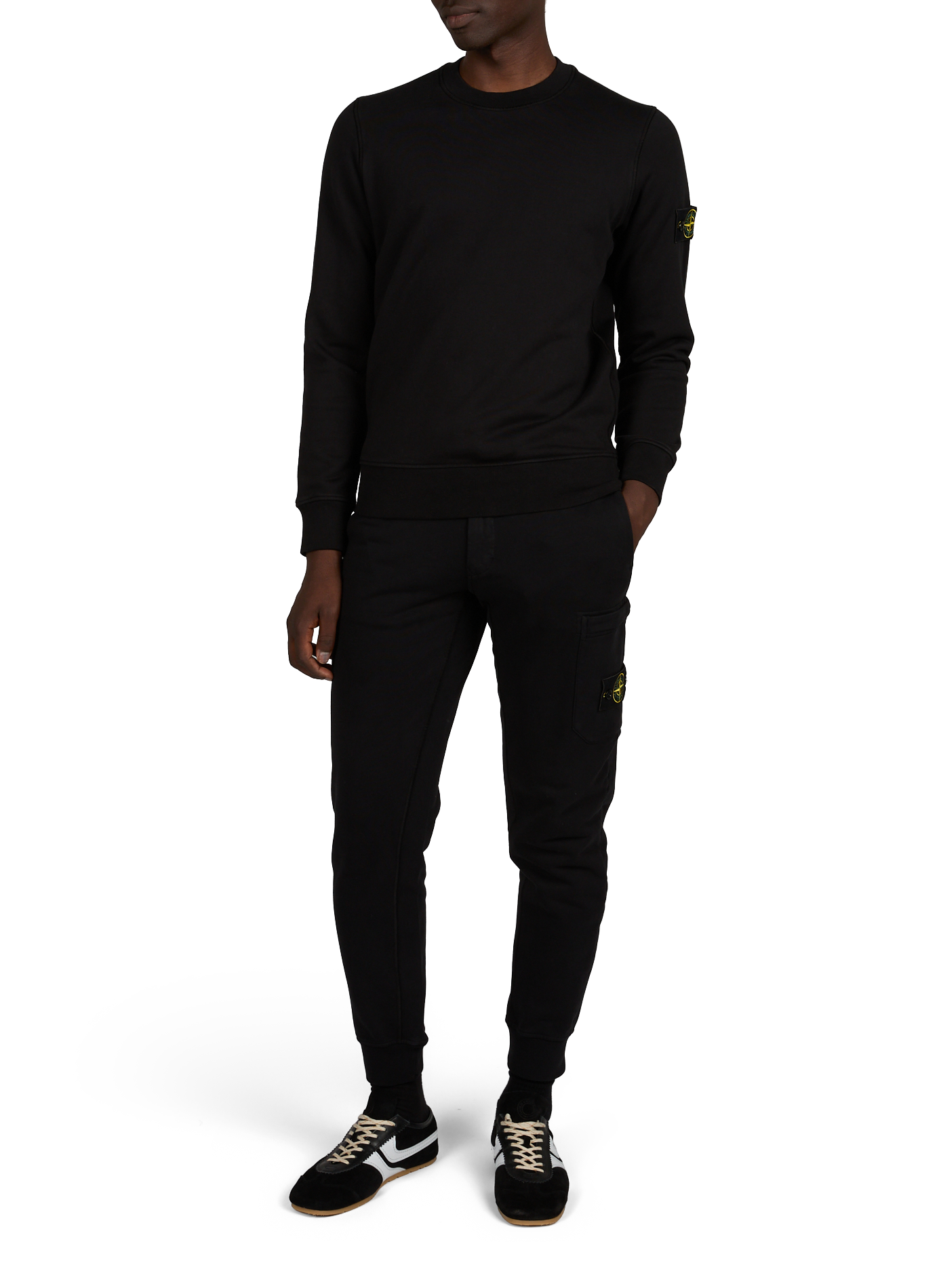 Sweat droit col rond uni STONE ISLAND Noir
