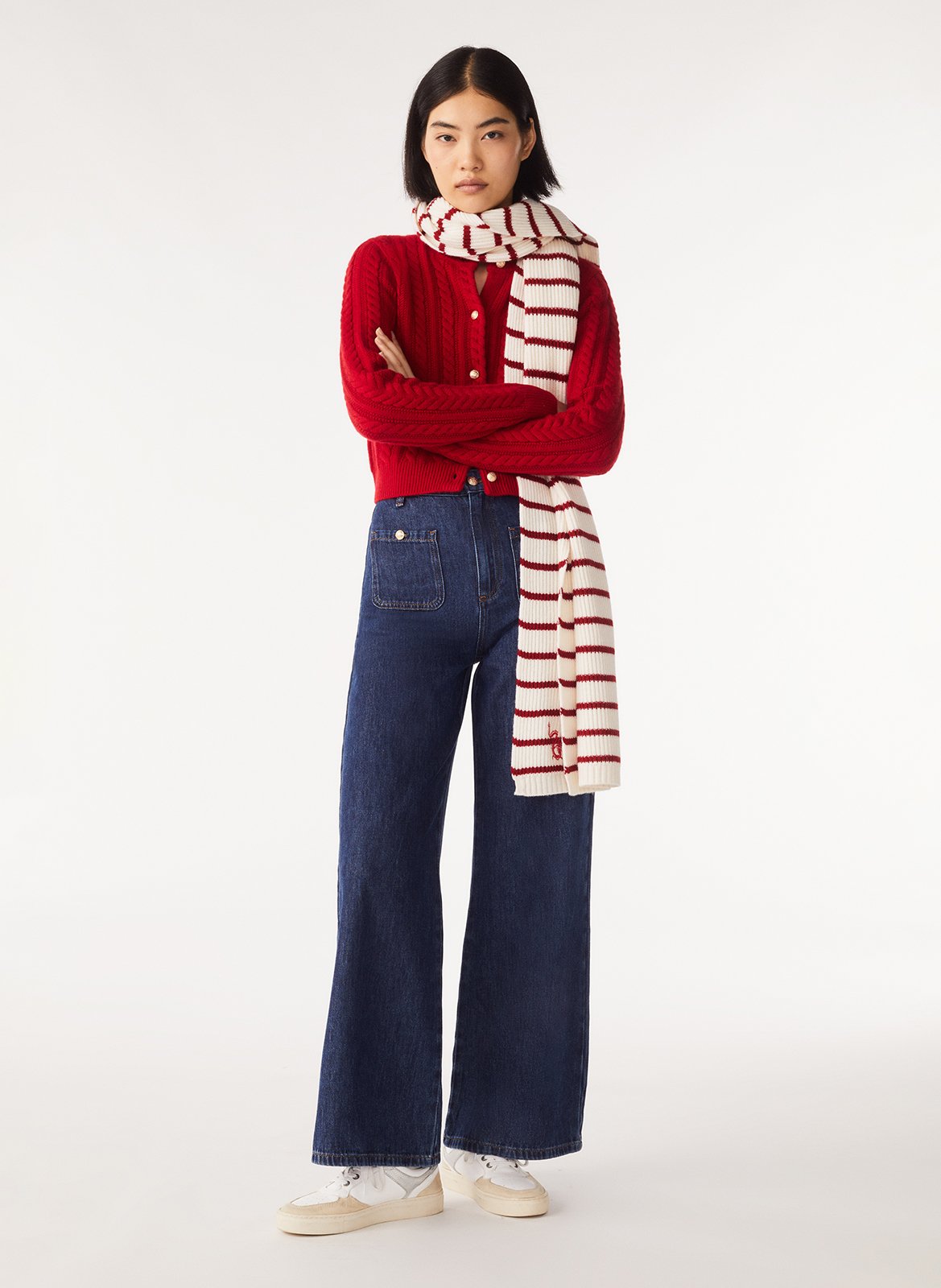 Jean évasé taille haute en coton buty BA&SH Bleu