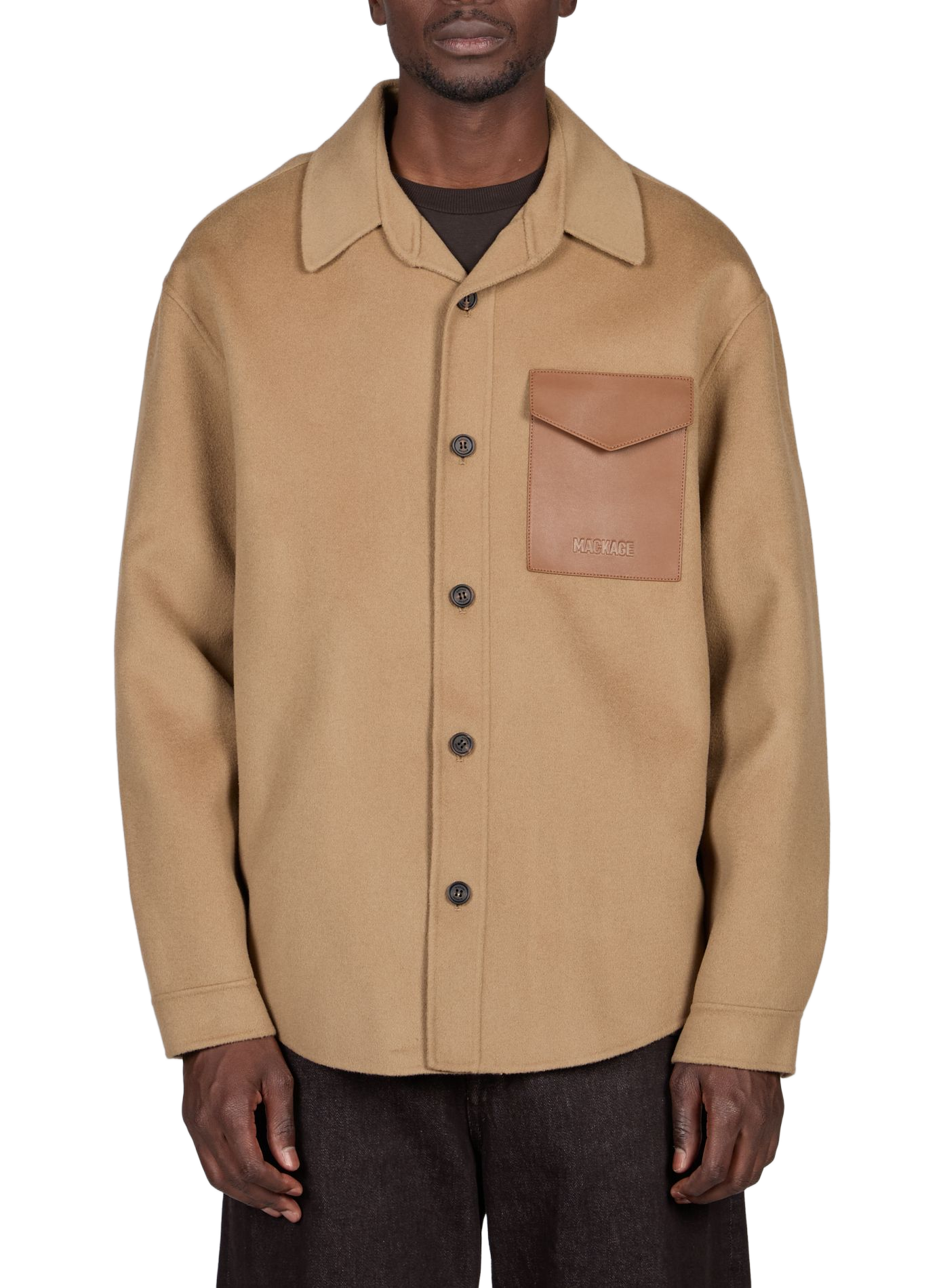 Straight buttoned shirt in blended wool MACKAGE Beige