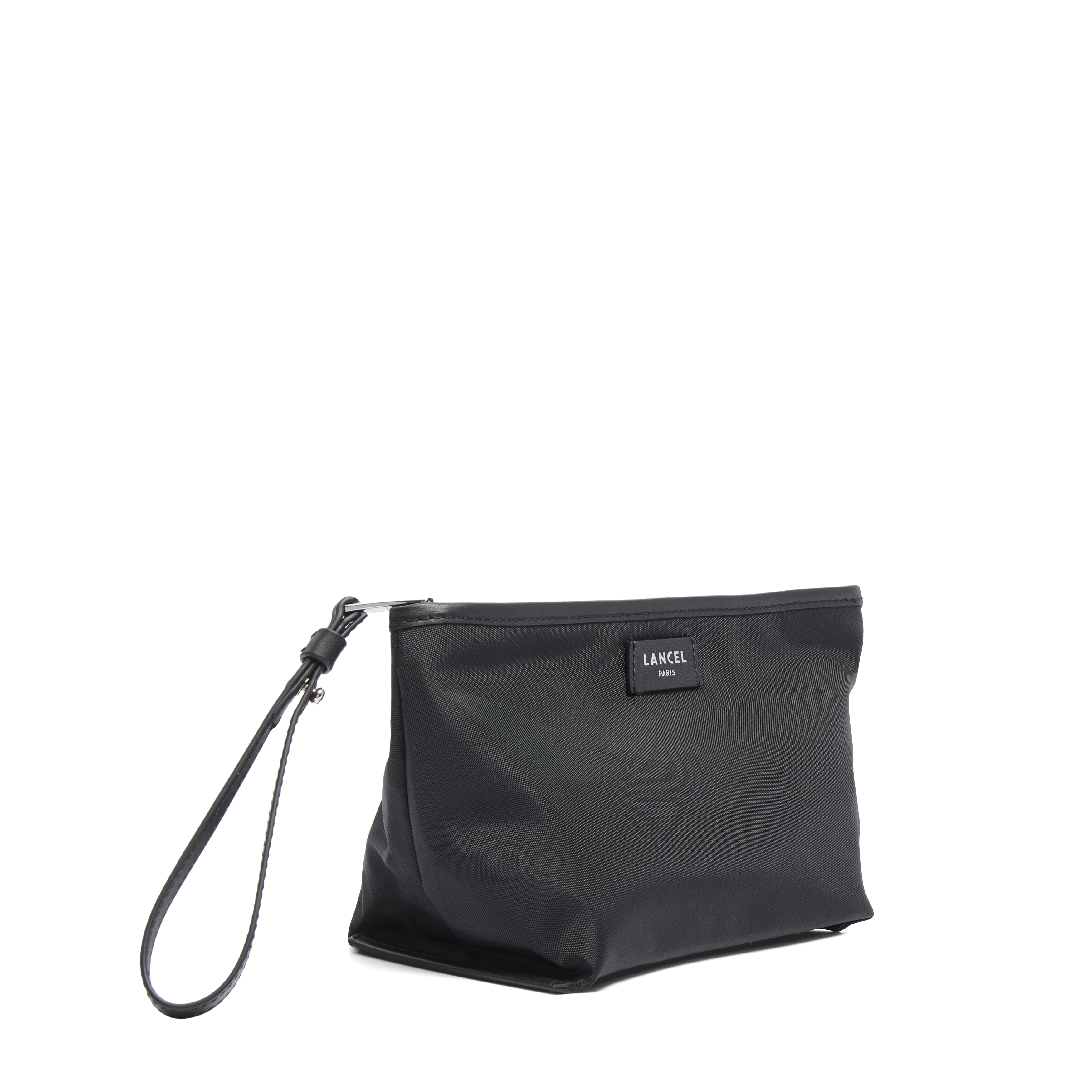 M Zip clutch met polsband - oprolbare mistral, gerecycled nylon met glad rundleer. LANCEL Zwart
