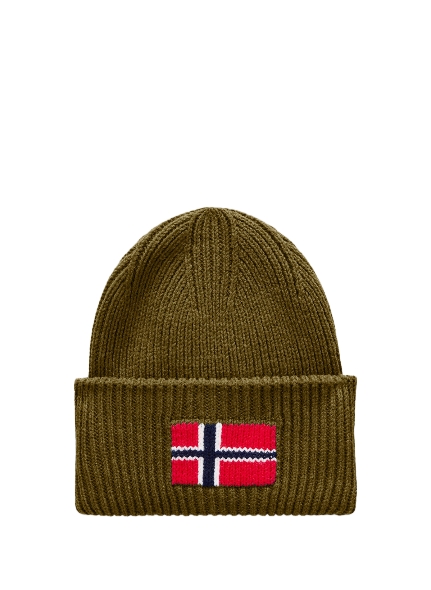Bonnet à revers brodé en laine mélangée NAPAPIJRI Kaki