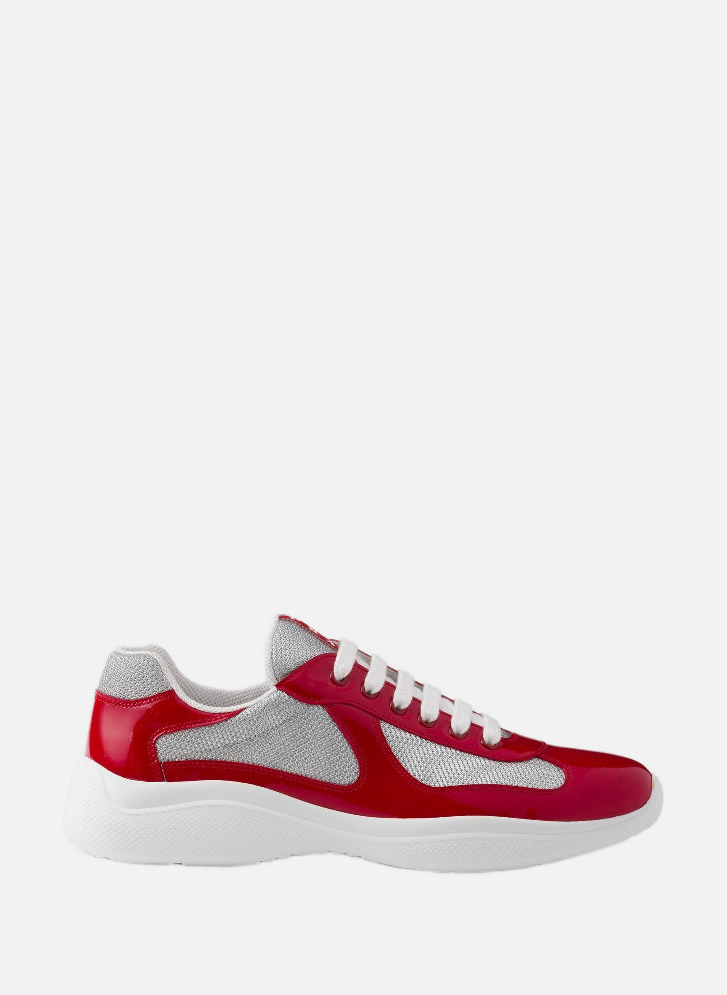 Sneakers prada america’s cup en cuir verni et tiss PRADA Rouge