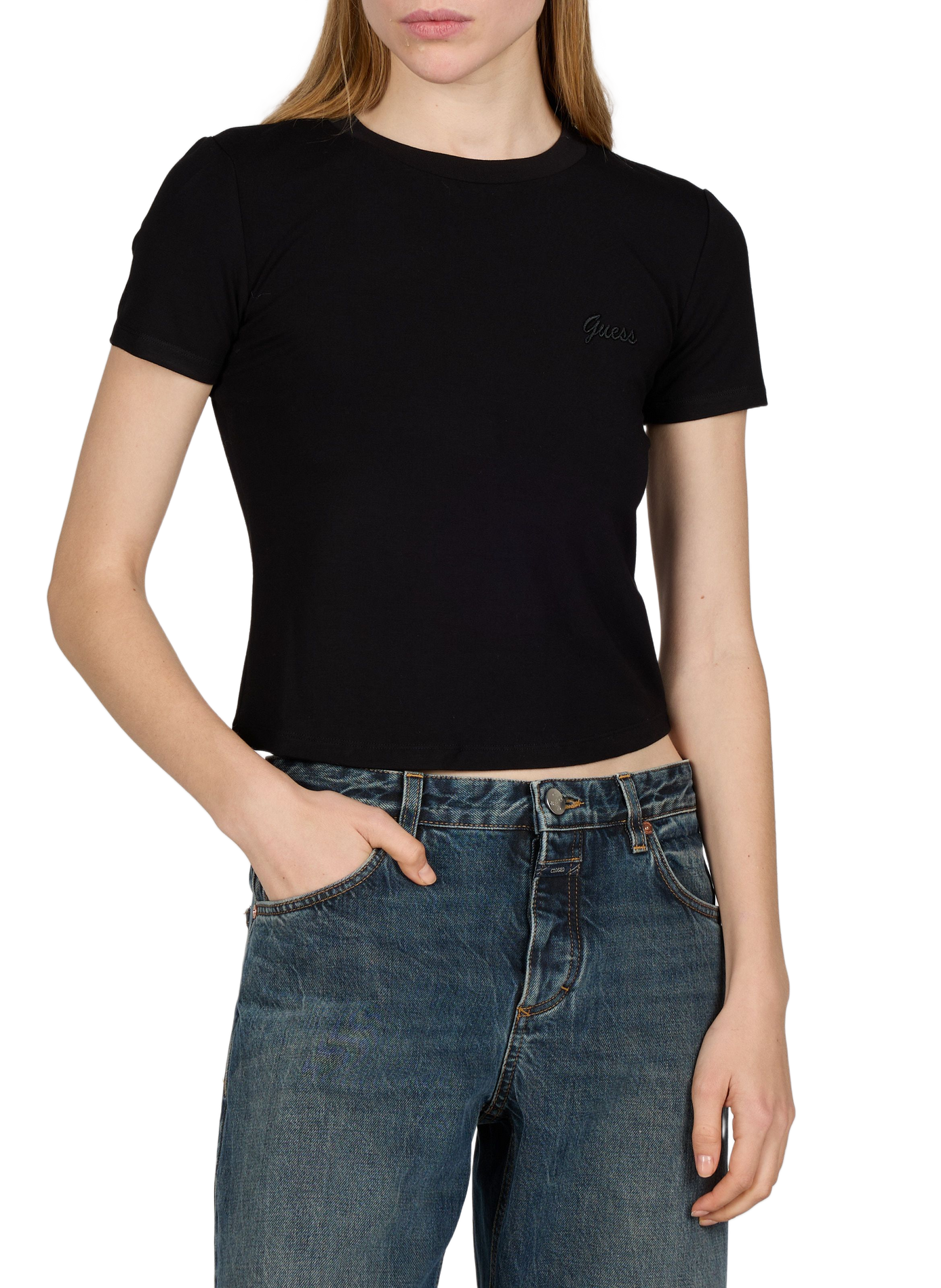 CHARA plain crew-neck T-shirt GUESS Black