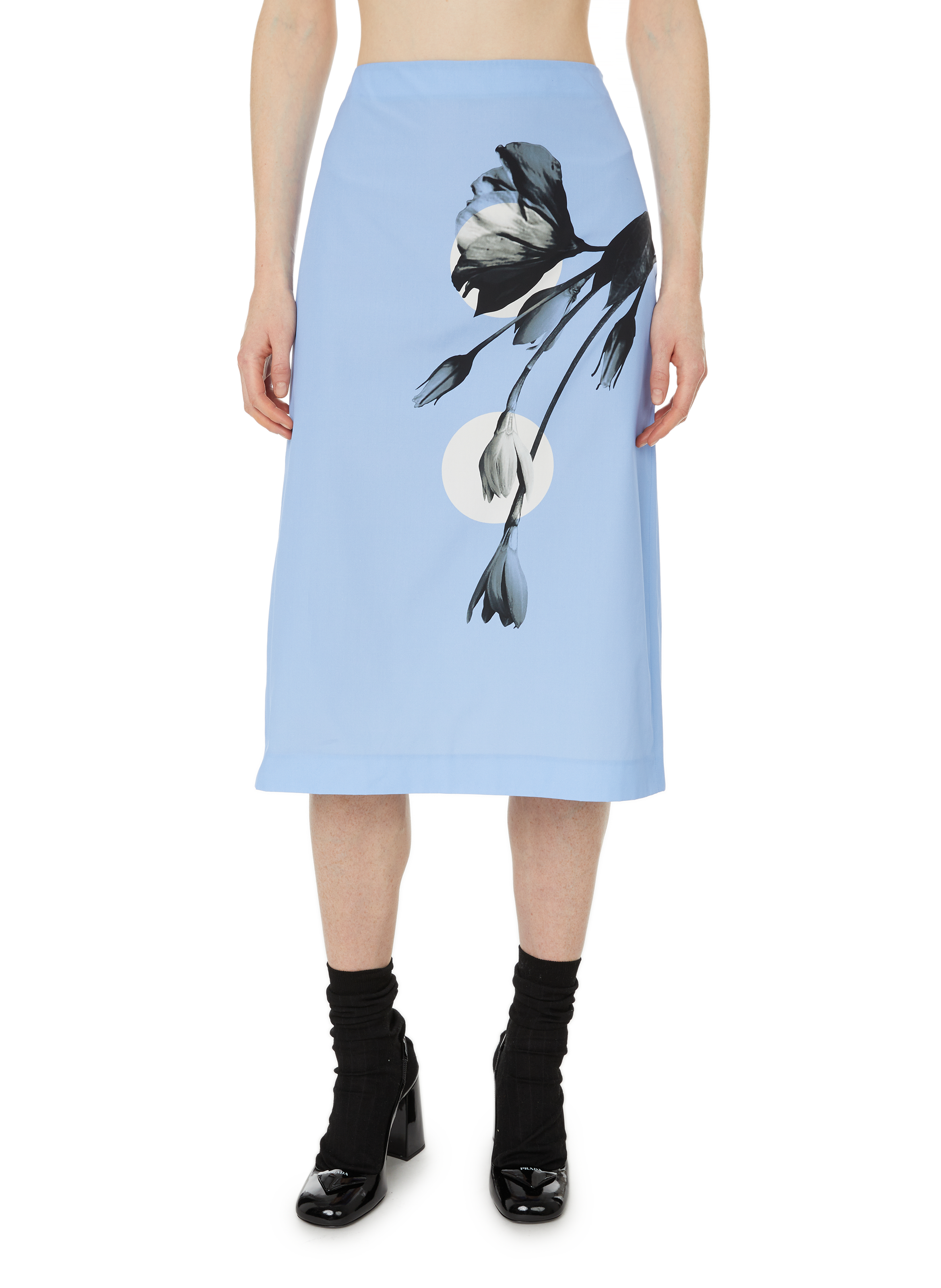 PRADA Jupe crayon en coton Bleu
