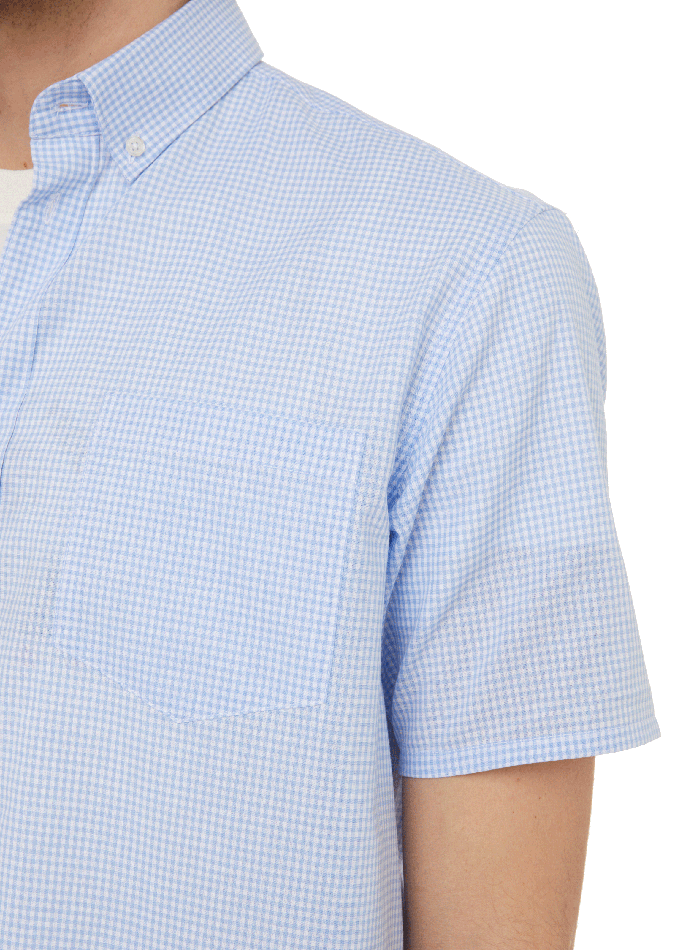 Short-sleeved check shirt AU PRINTEMPS PARIS Blue