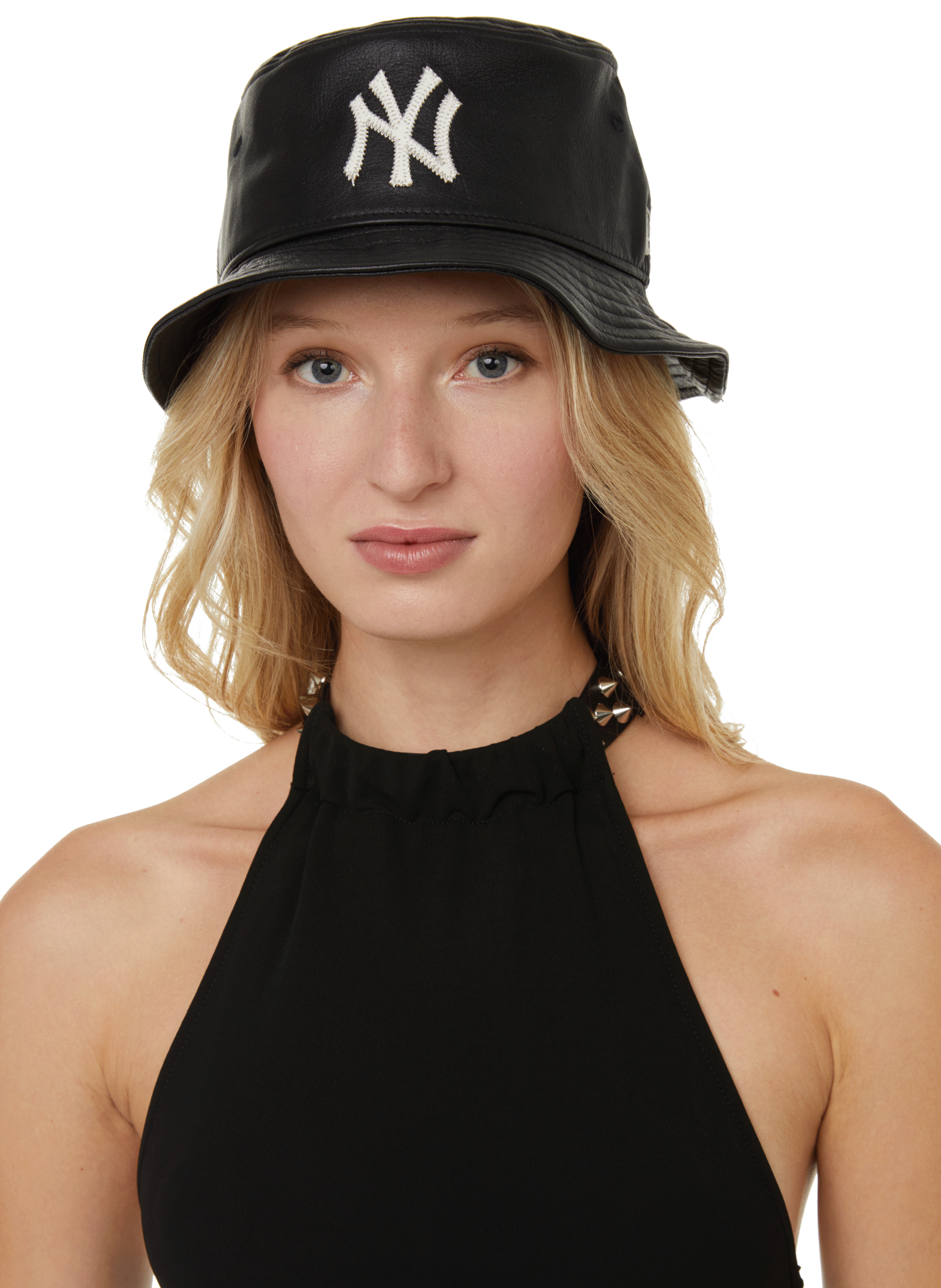 Leather bucket hat Black New era Women