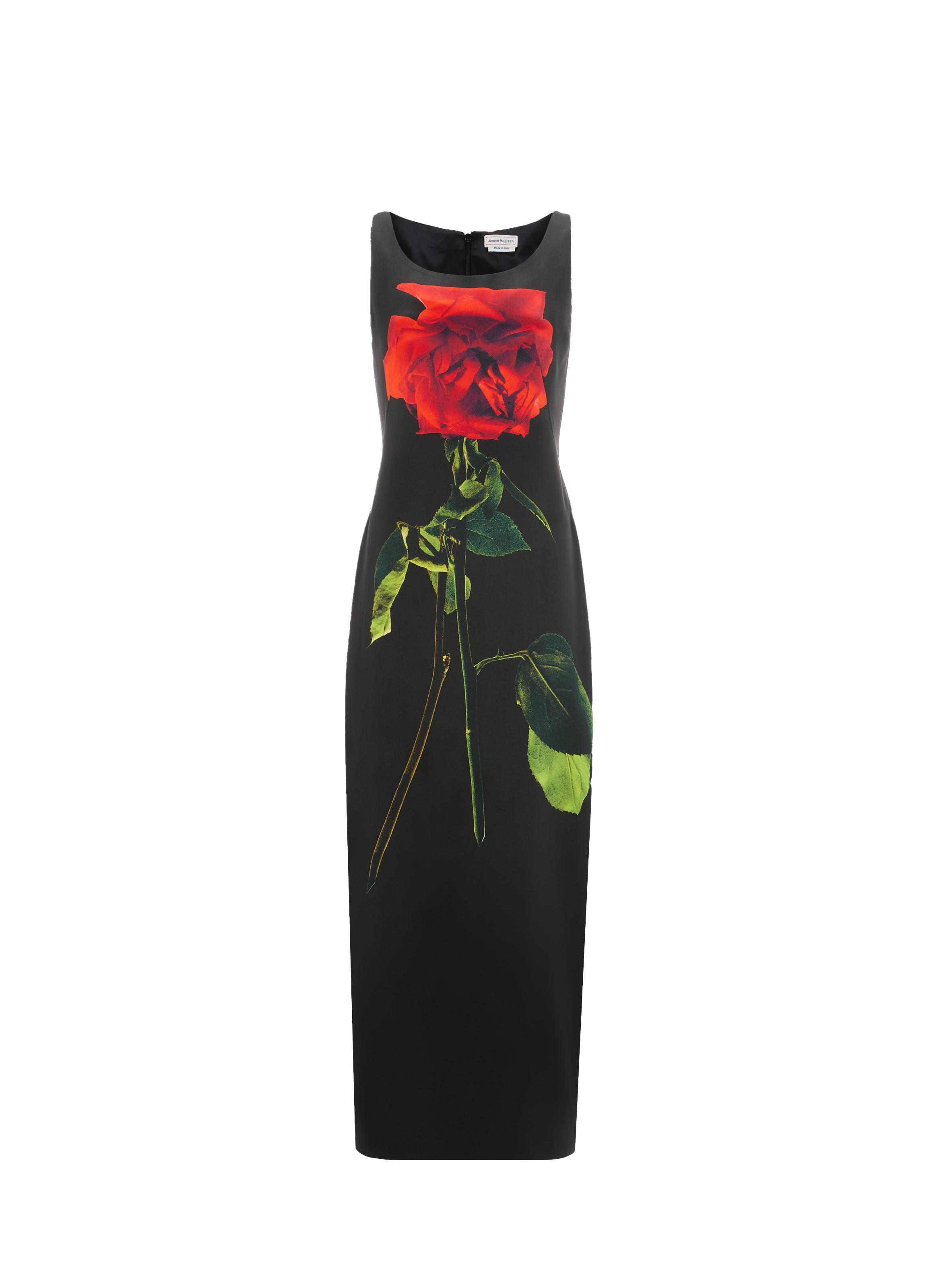 Robe crayon longue à motif en soie ALEXANDER MCQUEEN Noir