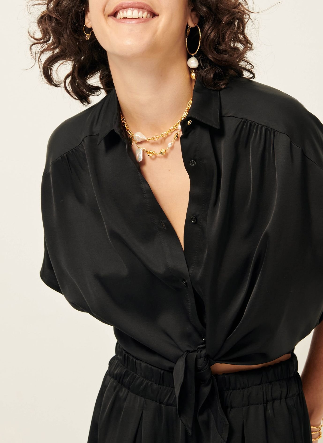 Chemise droite col classique alfassa night SESSUN Noir