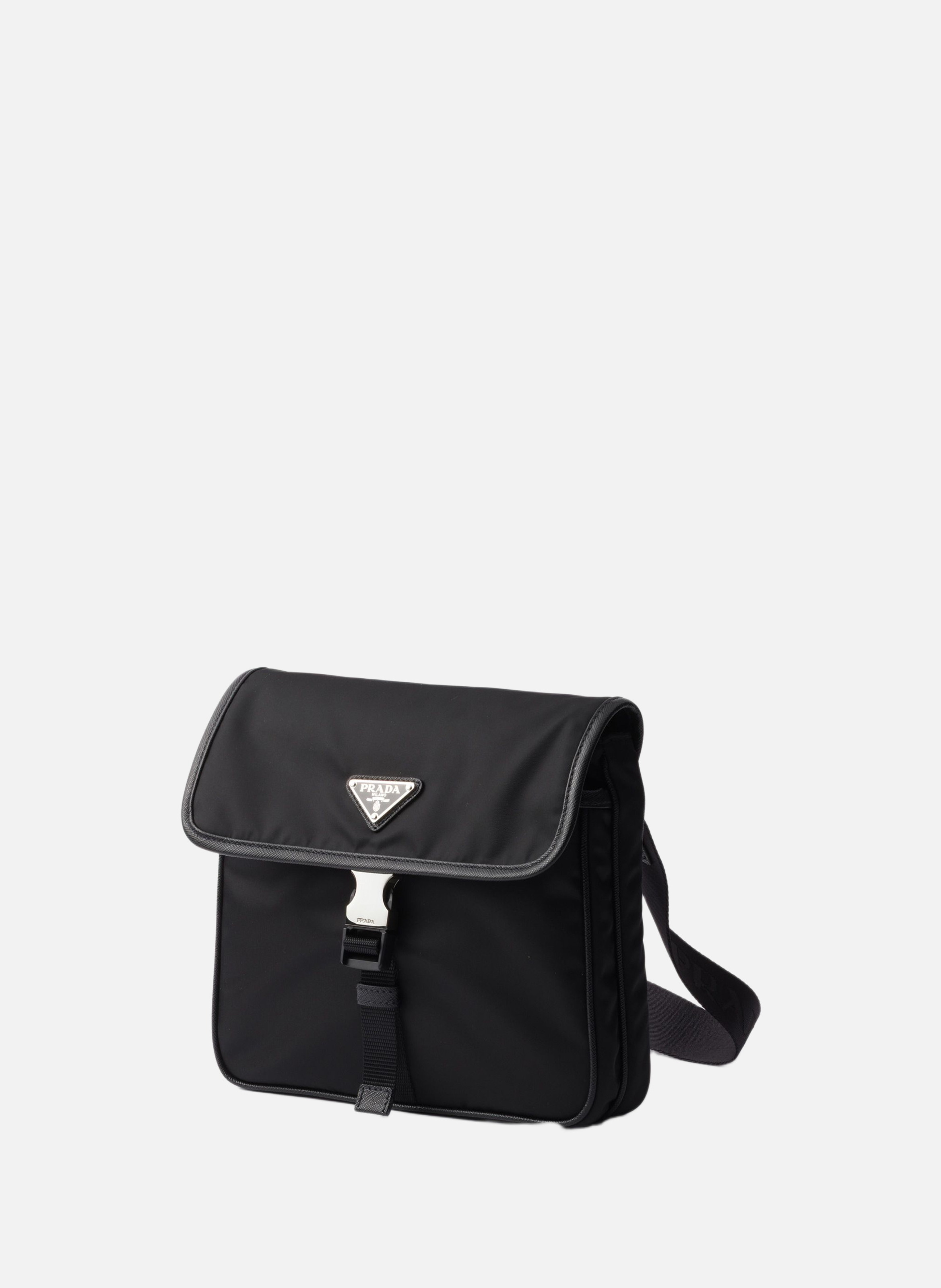 Sac porté épaule en re-nylon et cuir saffiano PRADA Noir